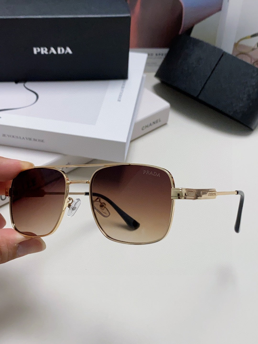 Prada Square Silver Lens Sunglasses for Men & Women - 998155 - detail image 4