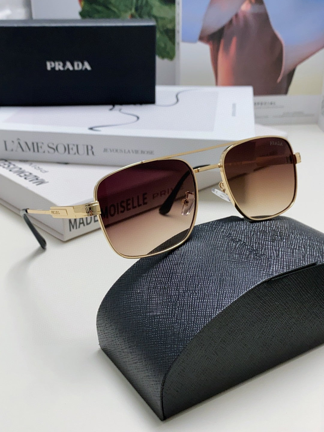 Prada Square Silver Lens Sunglasses for Men & Women - 998155 - detail image 6