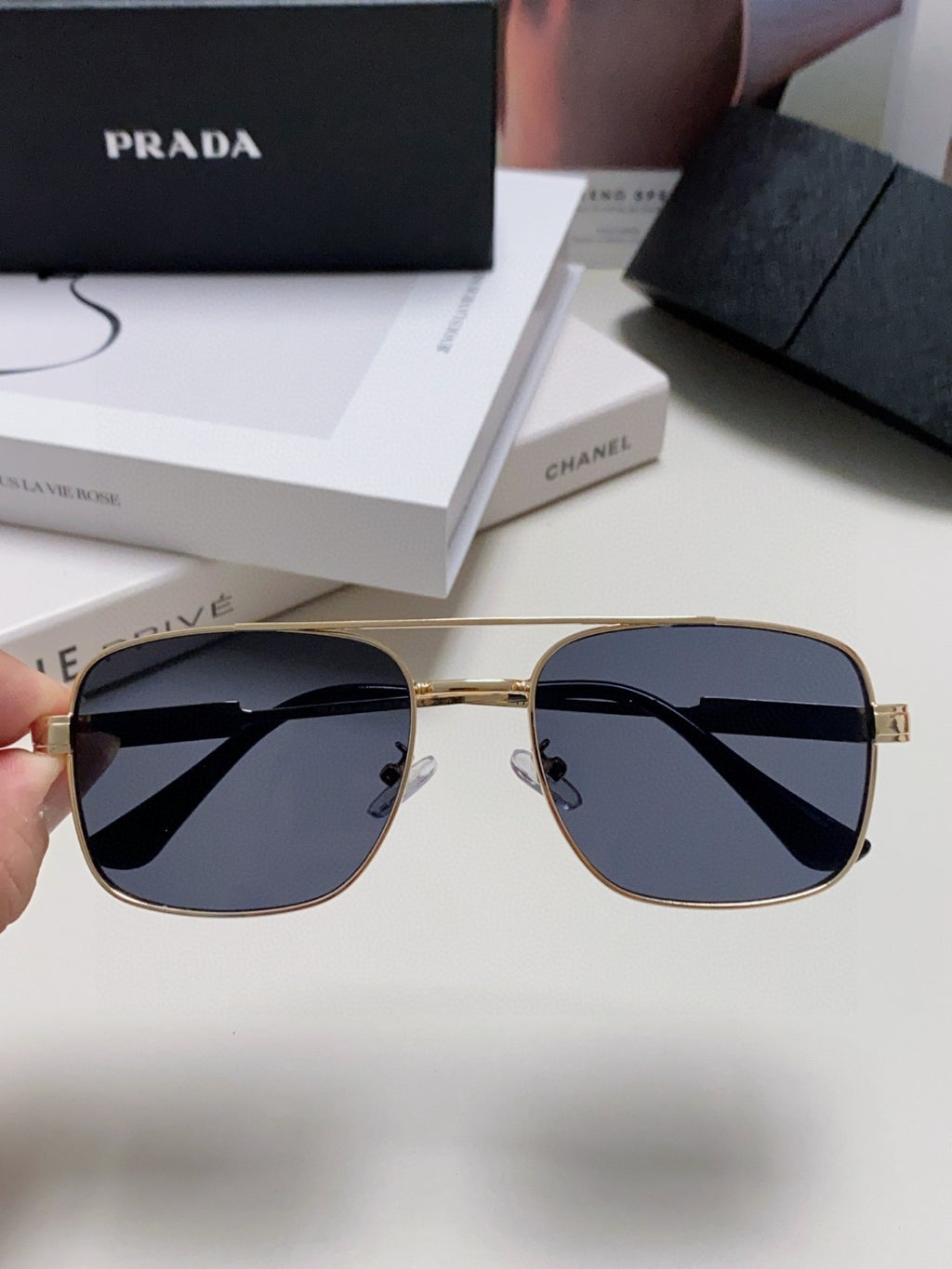 Prada Square Gray Lens Sunglasses for Men & Women - 998156 - detail image 2
