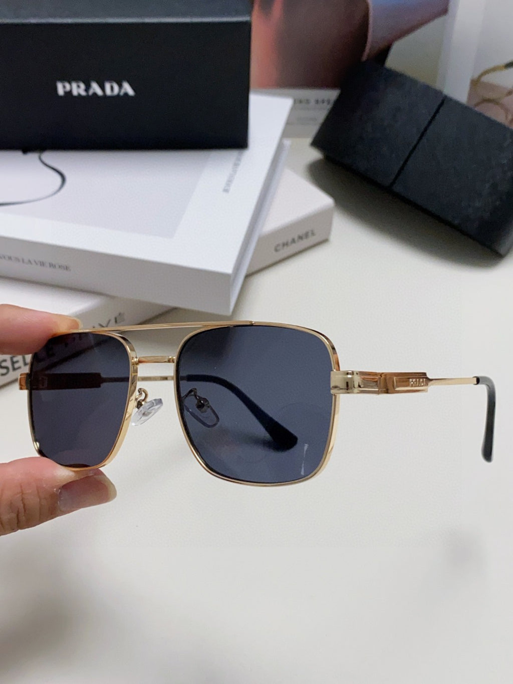 Prada Square Gray Lens Sunglasses for Men & Women - 998156 - detail image 4