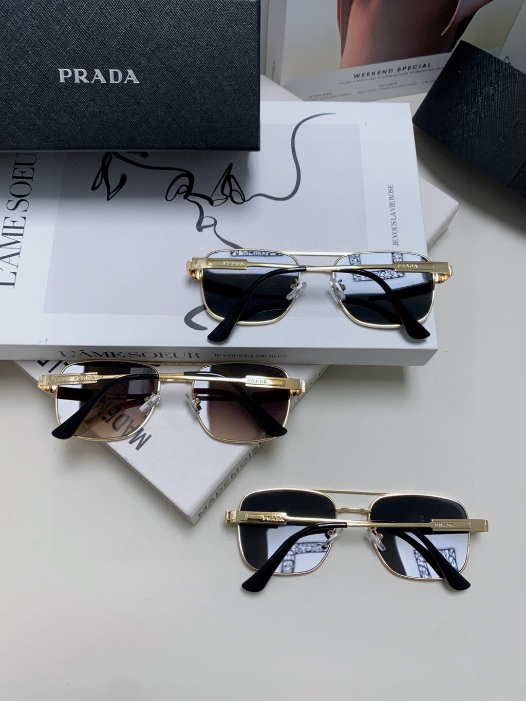 Prada Square Gray Lens Sunglasses for Men & Women - 998156 - detail image 7