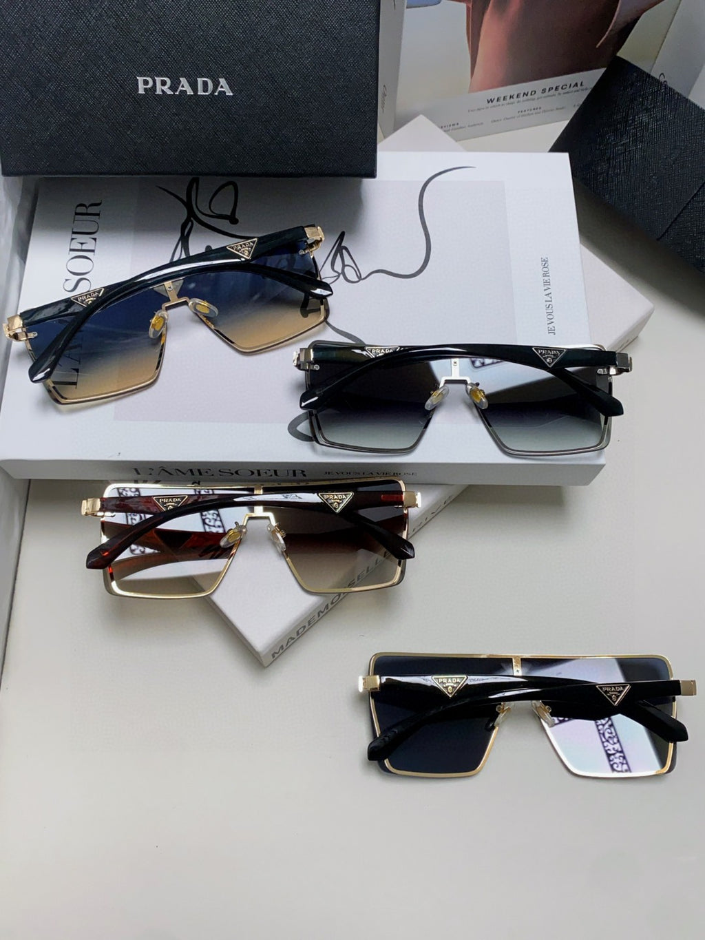 Prada Oversized Silver Lens Sunglasses for Men & Women - 998157 - detail image 8