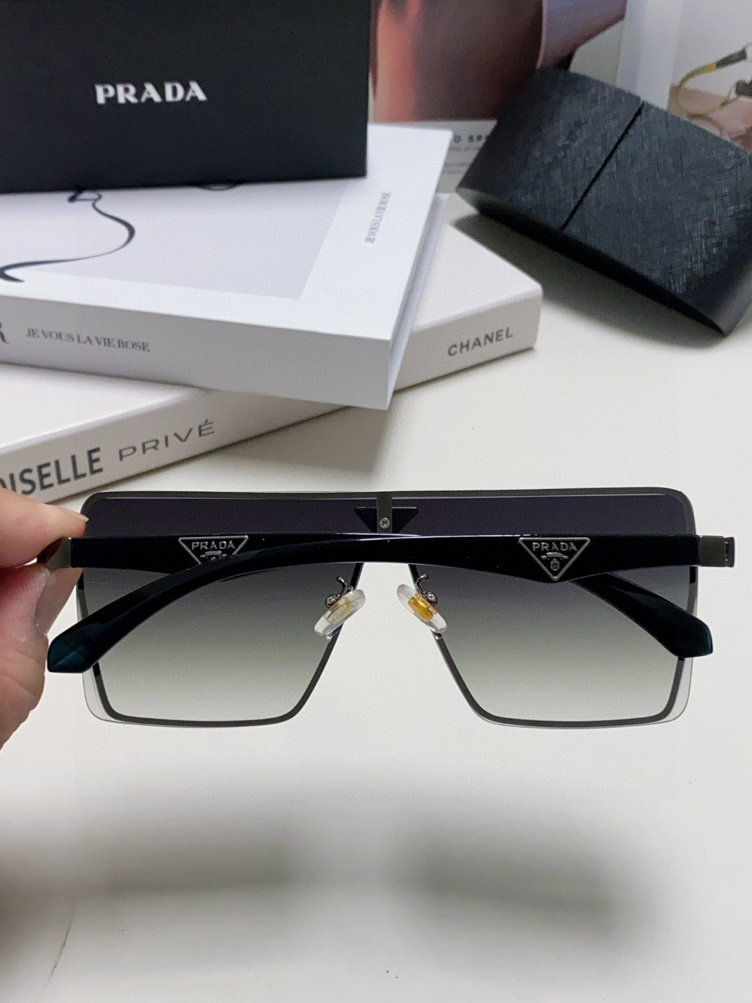Prada Oversized Silver Lens Sunglasses for Men & Women - 998158 - detail image 4