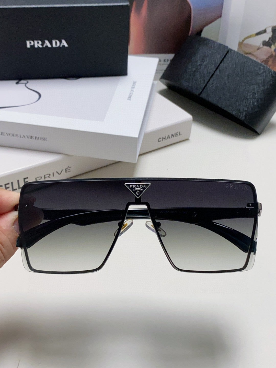 Prada Oversized Silver Lens Sunglasses for Men & Women - 998158 - detail image 3