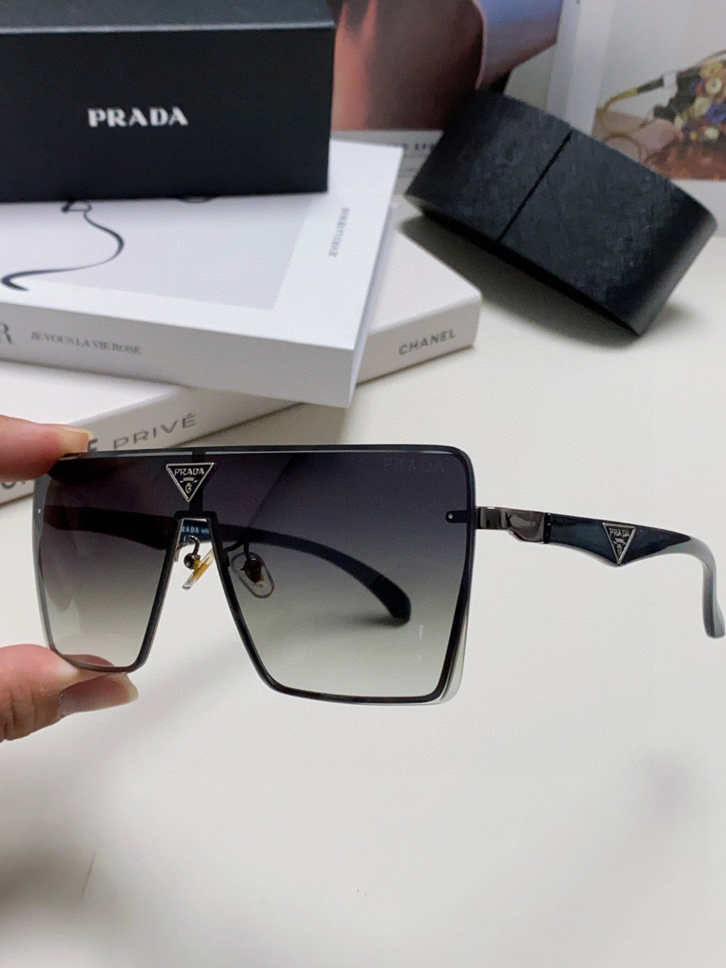 Prada Oversized Silver Lens Sunglasses for Men & Women - 998158 - detail image 5