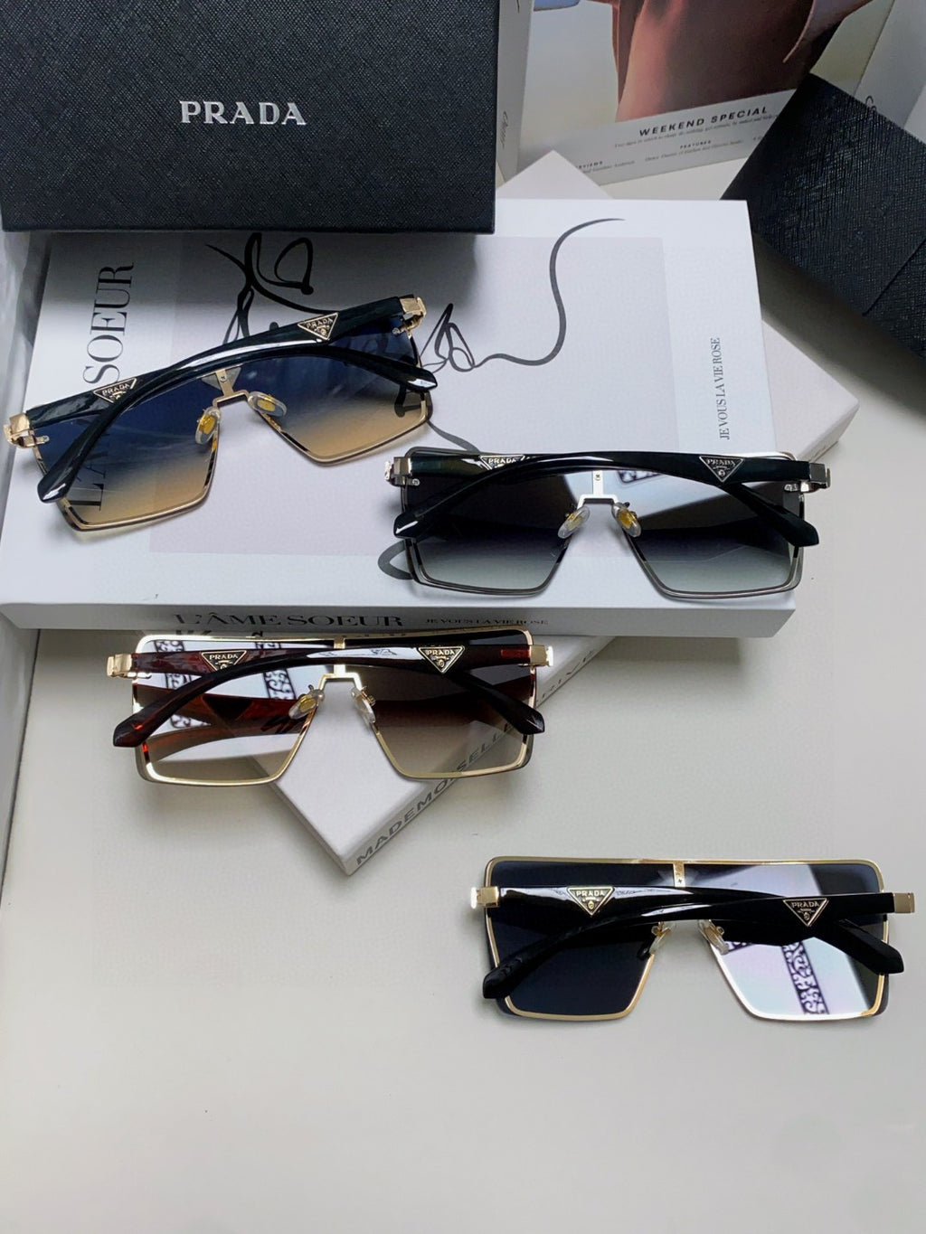 Prada Oversized Silver Lens Sunglasses for Men & Women - 998158 - detail image 8