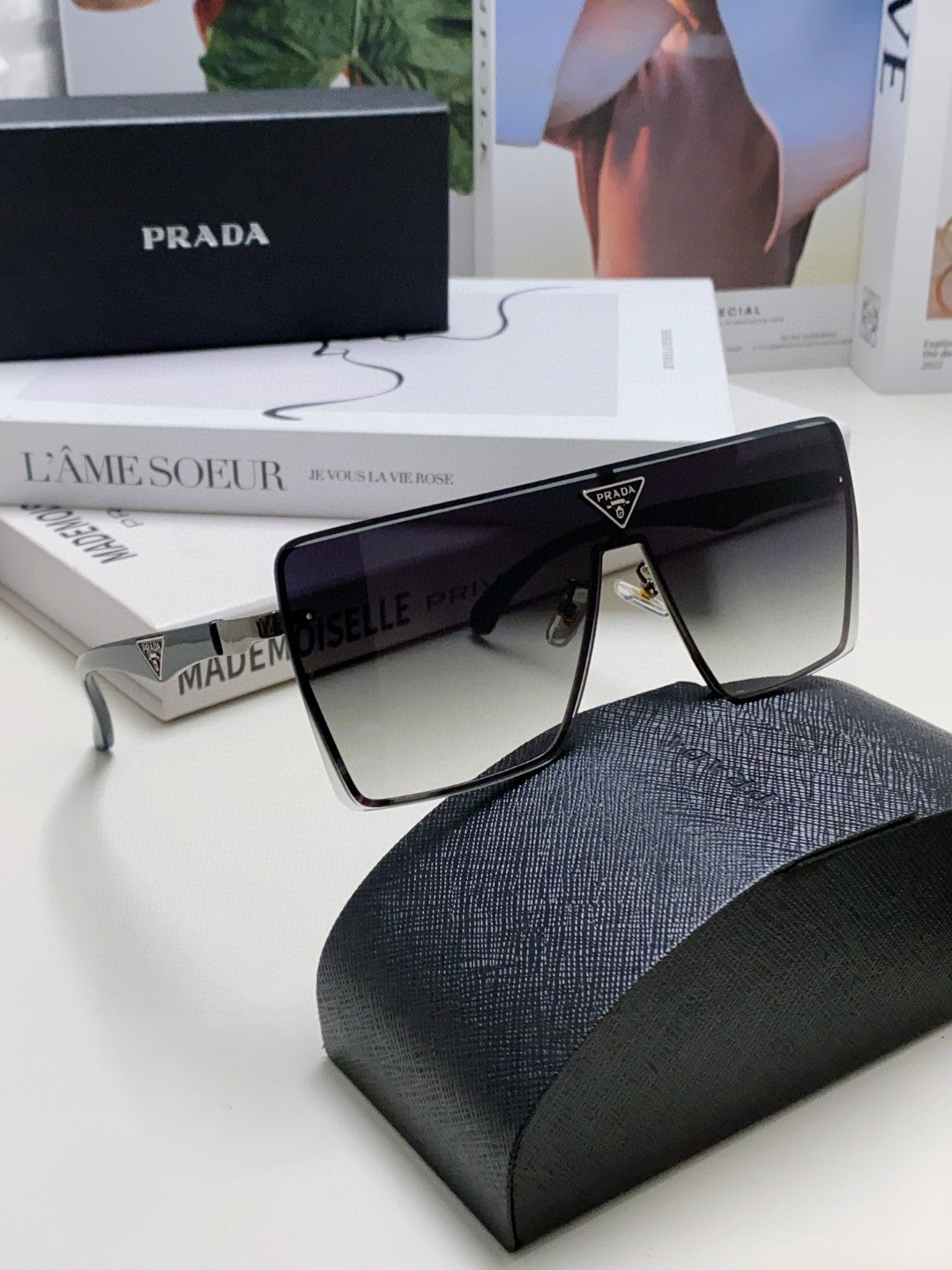 Prada Oversized Silver Lens Sunglasses for Men & Women - 998158 - detail image 7