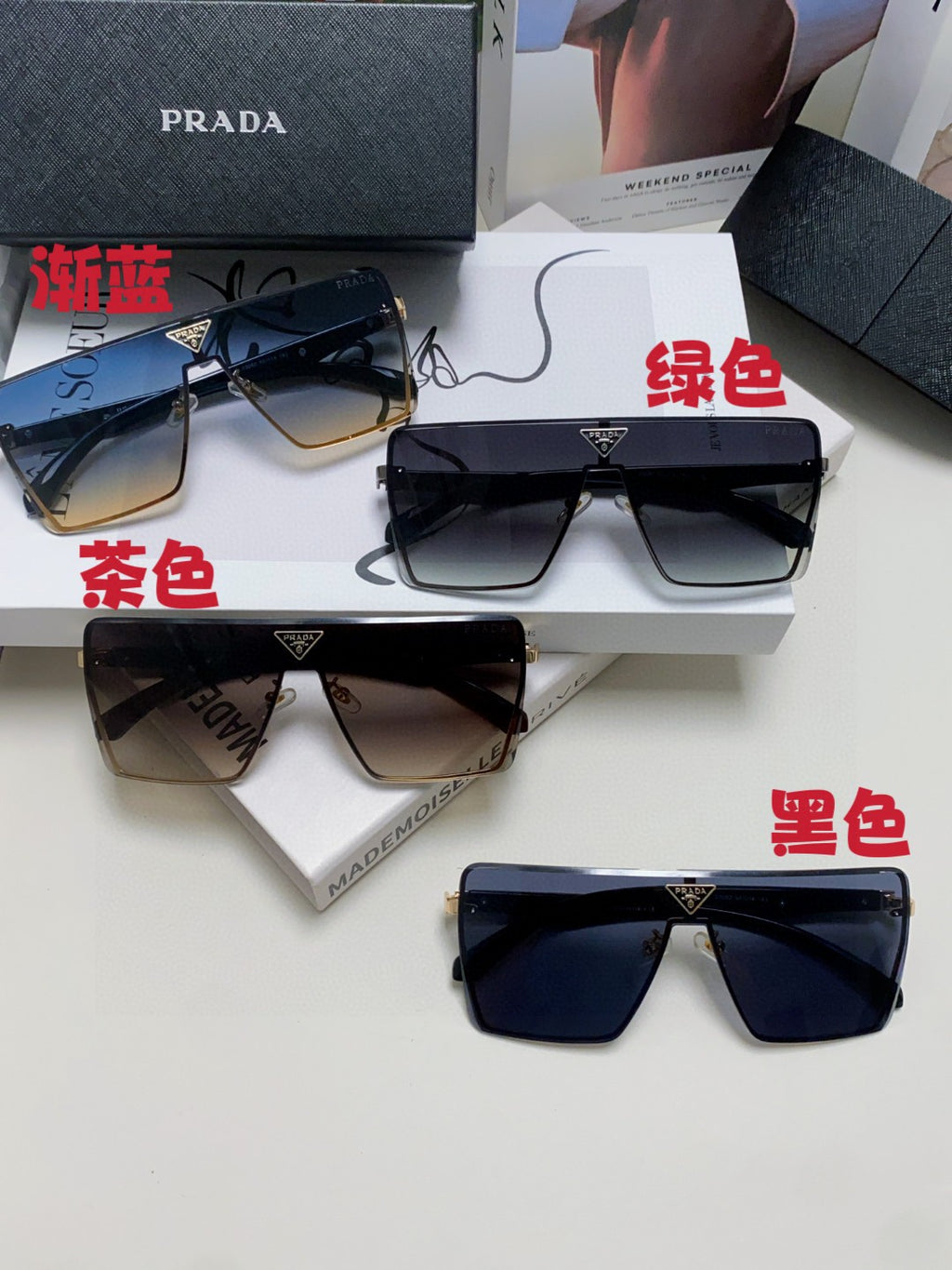Prada Oversized Silver Lens Sunglasses for Men & Women - 998158 - detail image 9