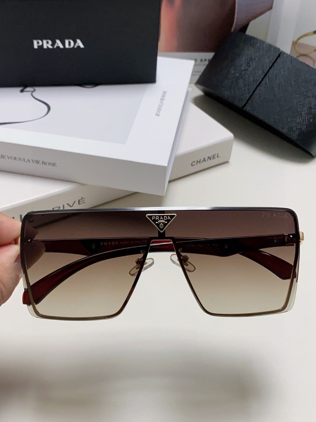 Prada Oversized Silver Lens Sunglasses for Men & Women - 998159 - detail image 3