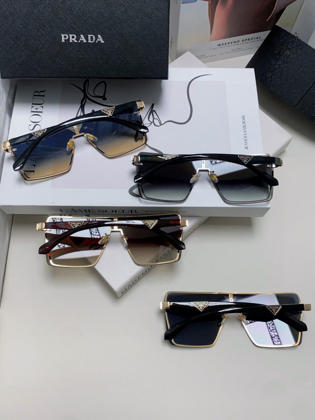 Prada Oversized Silver Lens Sunglasses for Men & Women - 998159 - detail image 8