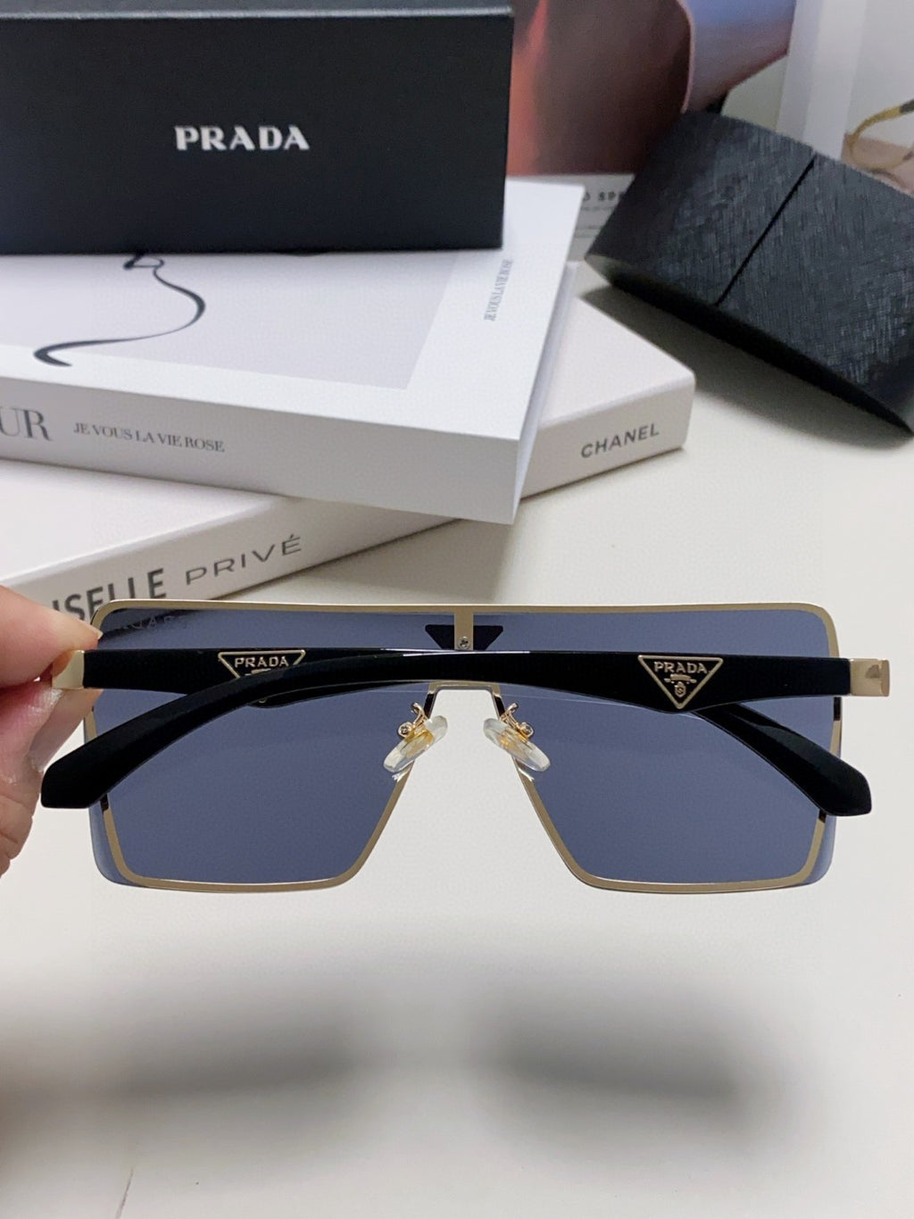 Prada Oversized Blue Lens Sunglasses for Men & Women - detail image 4