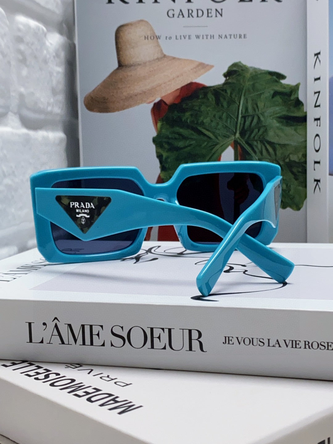 Prada Metal Oversized Blue Lens Sunglasses for Men - 998163 - detail image 2