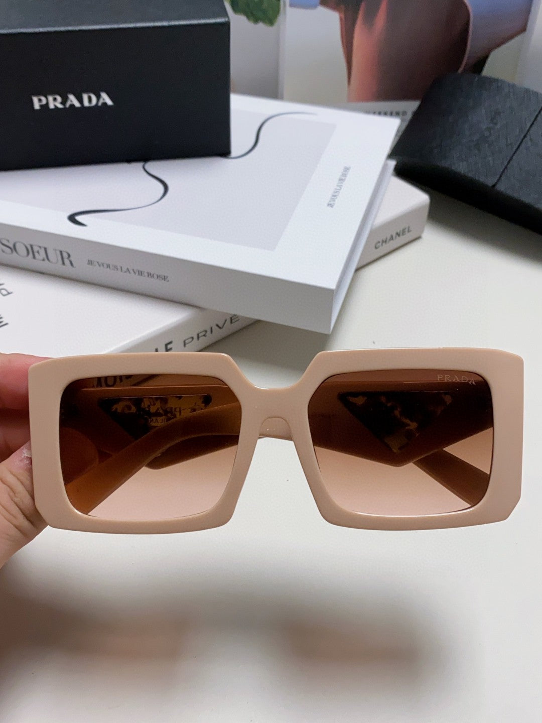 Prada Metal Oversized Red Lens Sunglasses for Men - 998164 - detail image 3