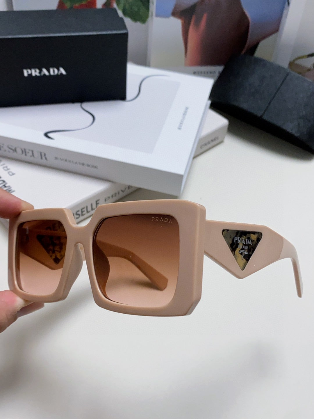 Prada Metal Oversized Red Lens Sunglasses for Men - 998164 - detail image 5