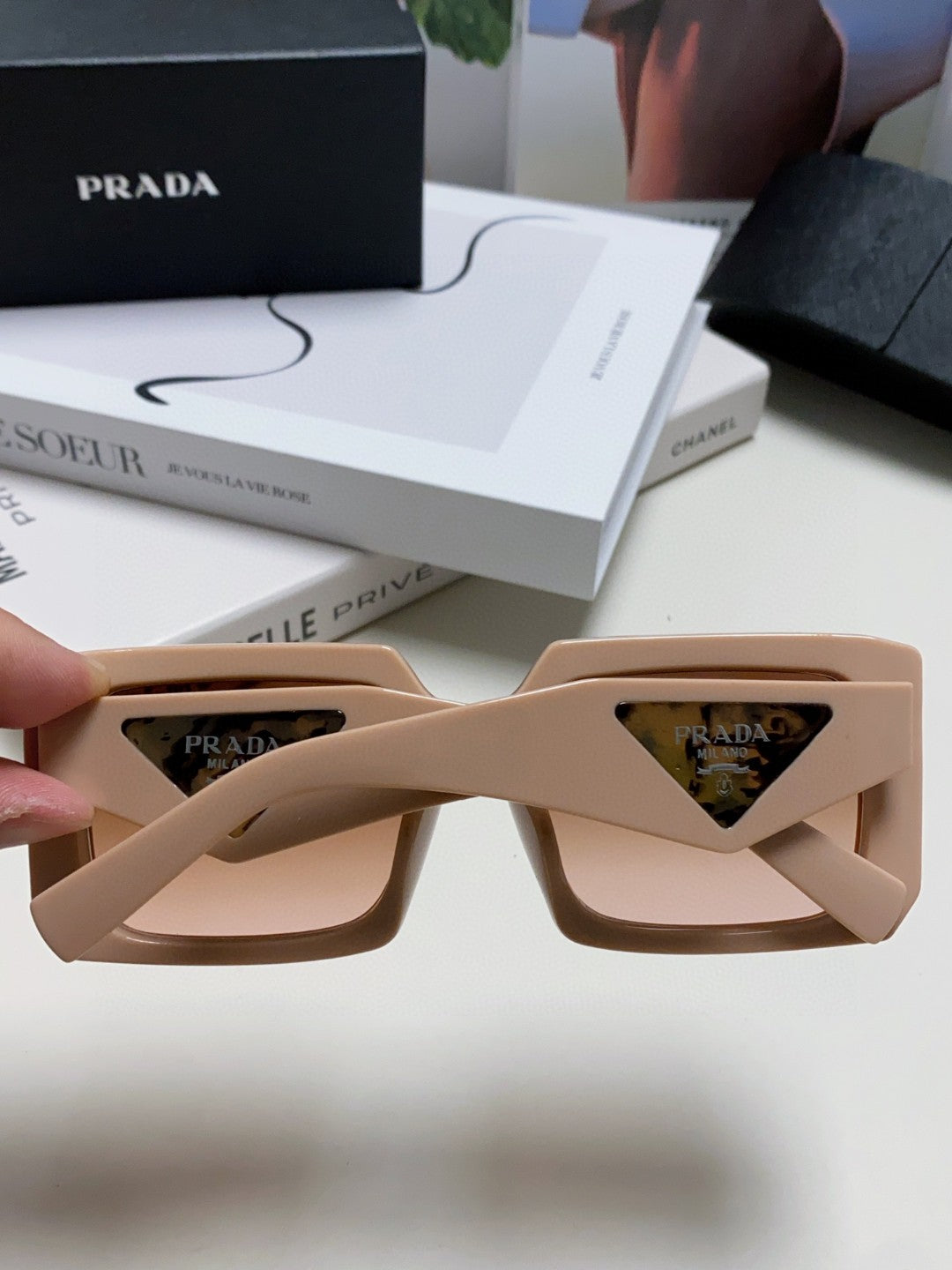 Prada Metal Oversized Red Lens Sunglasses for Men - 998164 - detail image 4
