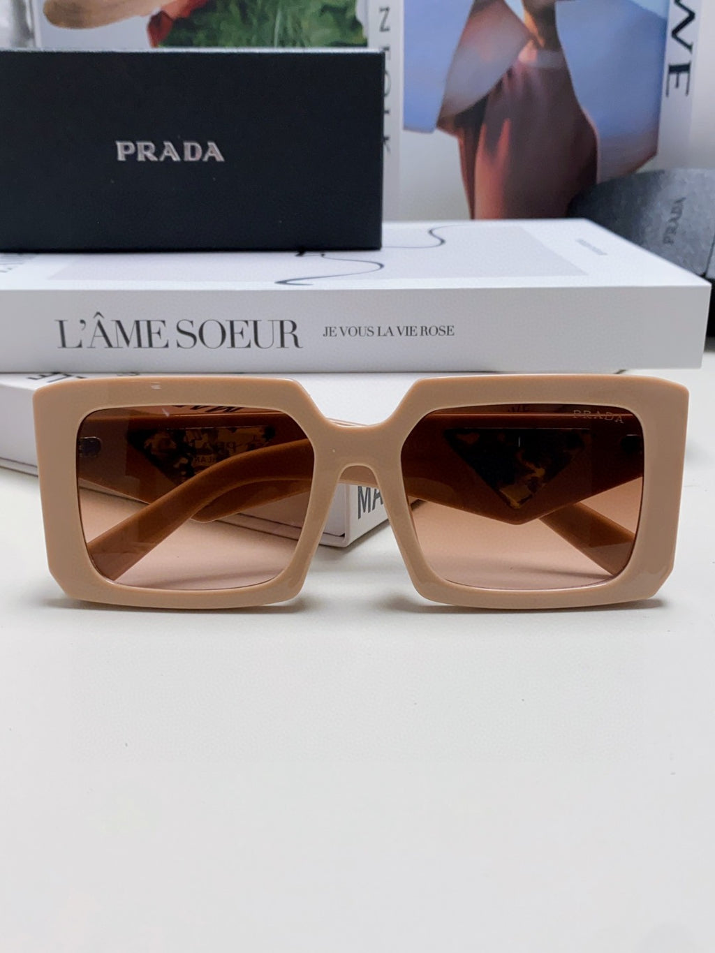 Prada Metal Oversized Red Lens Sunglasses for Men - 998164 - detail image 6