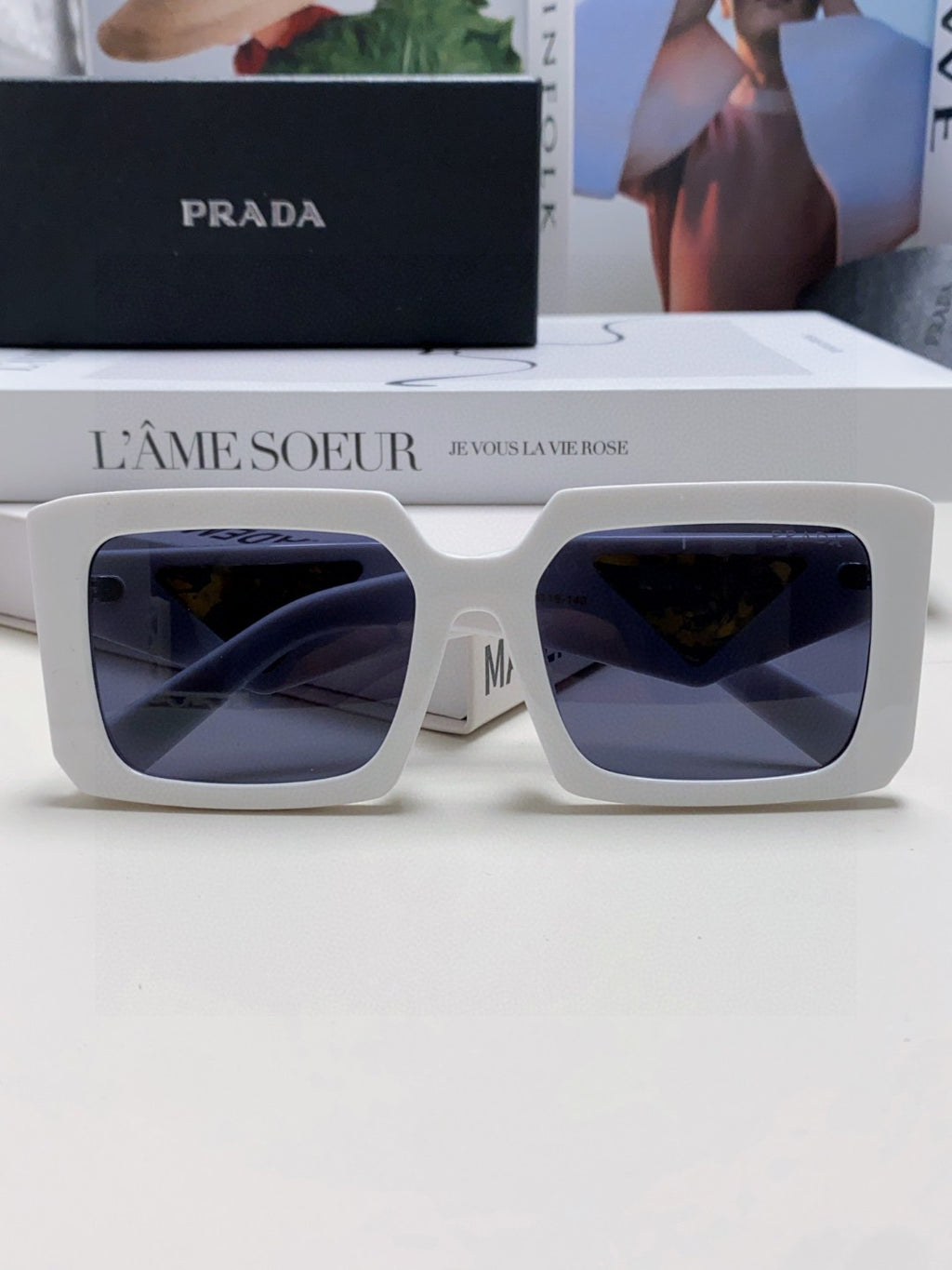 Prada Metal Oversized Silver Lens Sunglasses for Men - 998165 - detail image 6