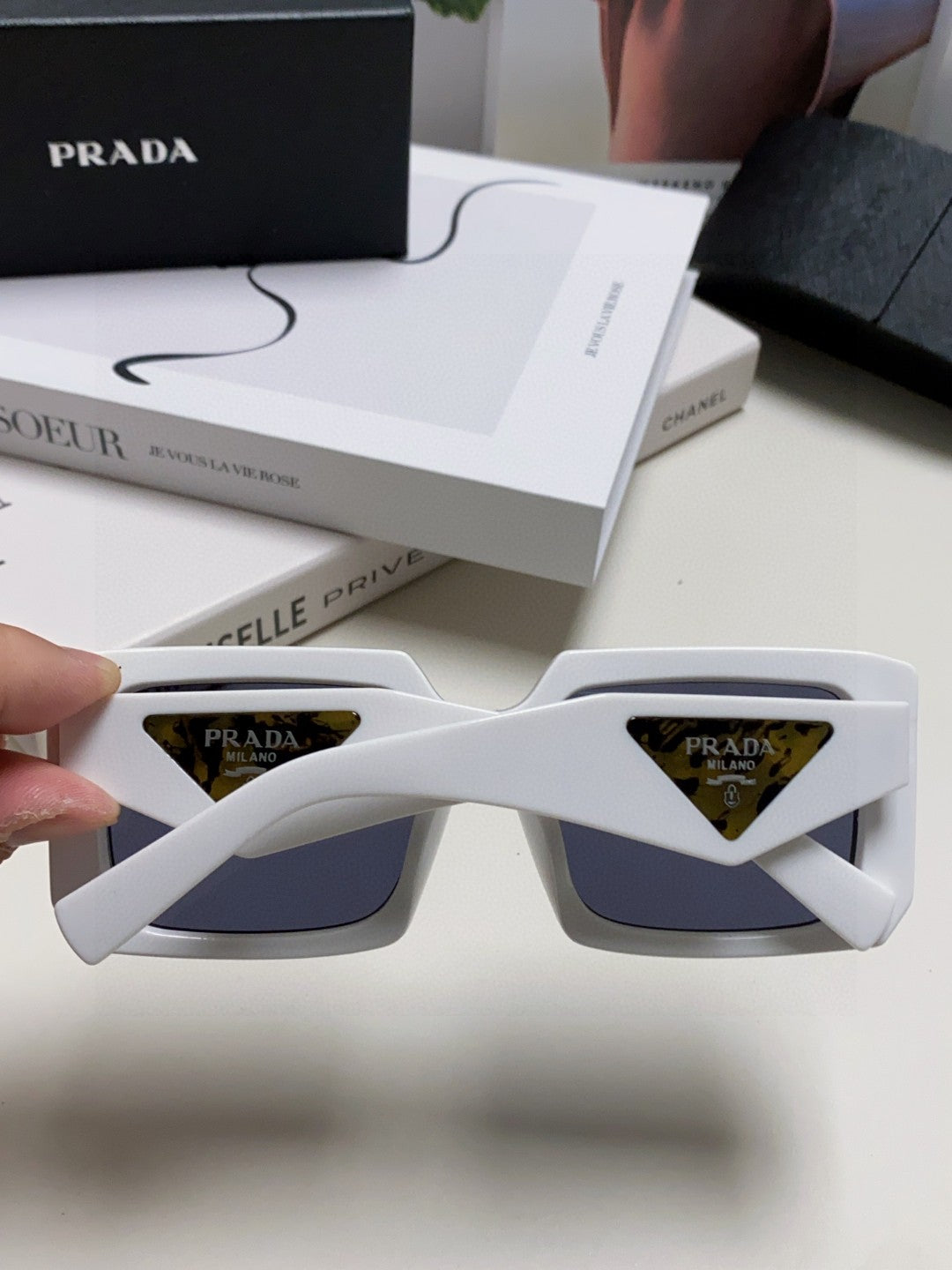 Prada Metal Oversized Silver Lens Sunglasses for Men - 998165 - detail image 4