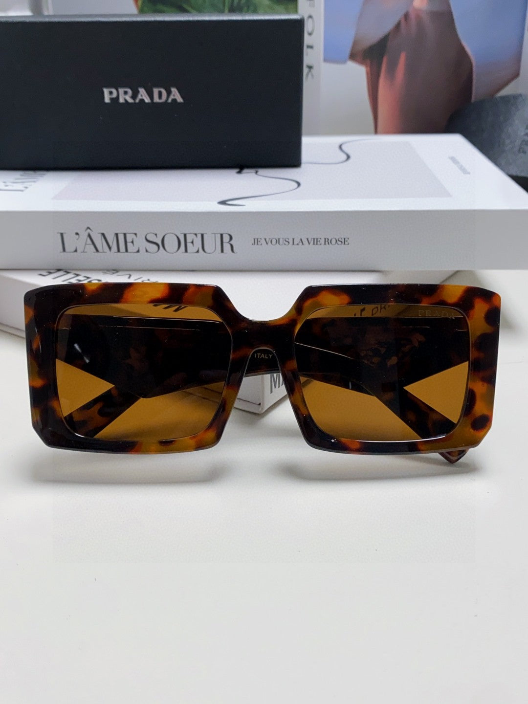Prada Metal Oversized Brown Lens Sunglasses for Men - 998166 - detail image 6