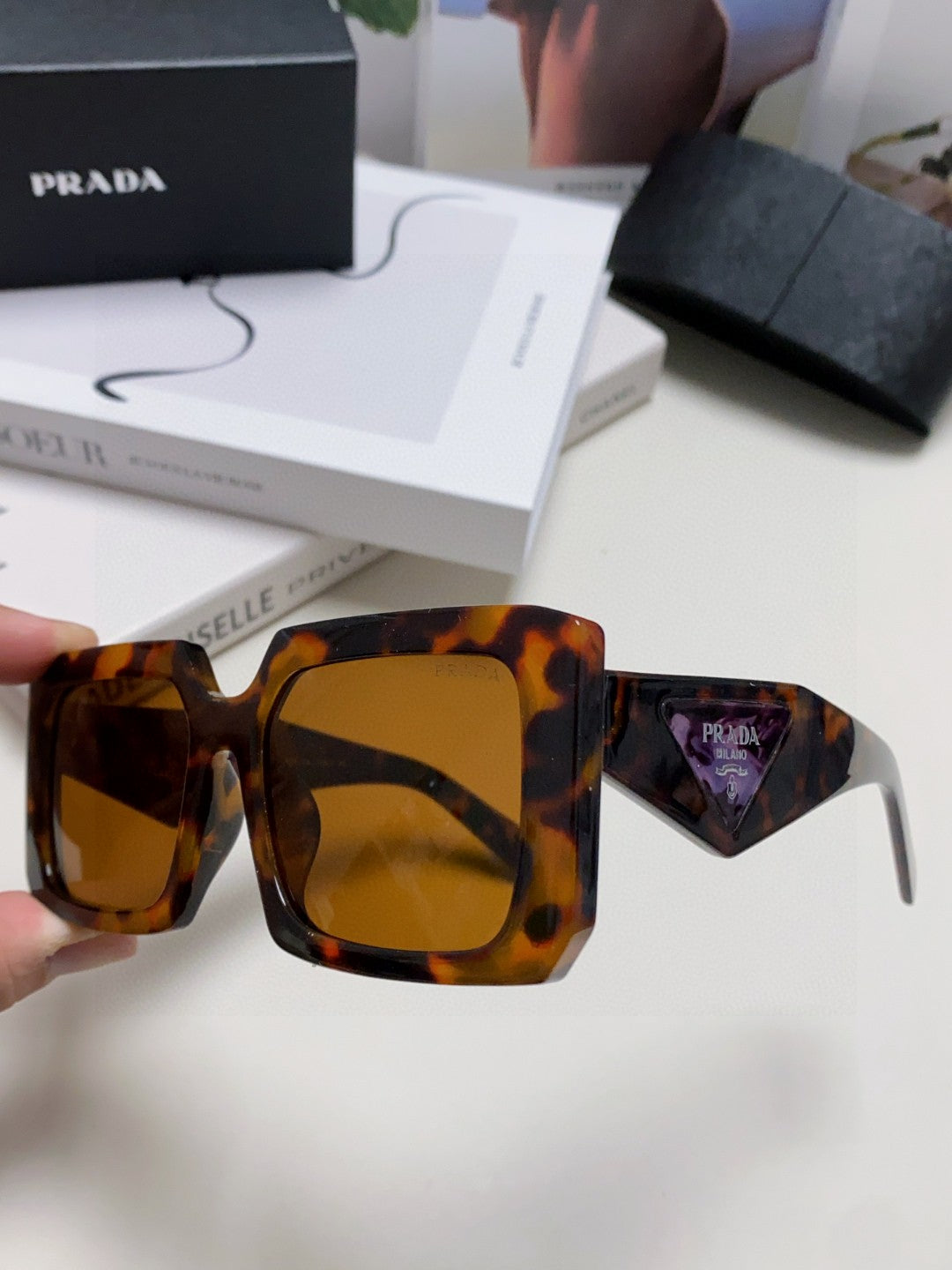 Prada Metal Oversized Brown Lens Sunglasses for Men - 998166 - detail image 5