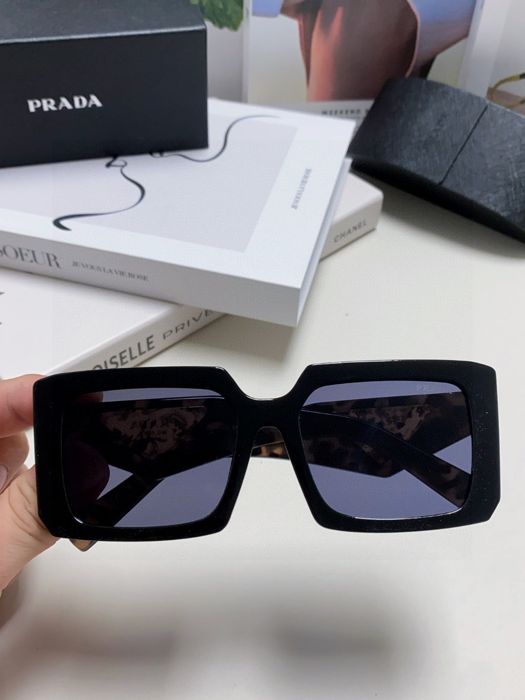 Prada Metal Oversized Blue Lens Sunglasses for Men - 998167 - detail image 3