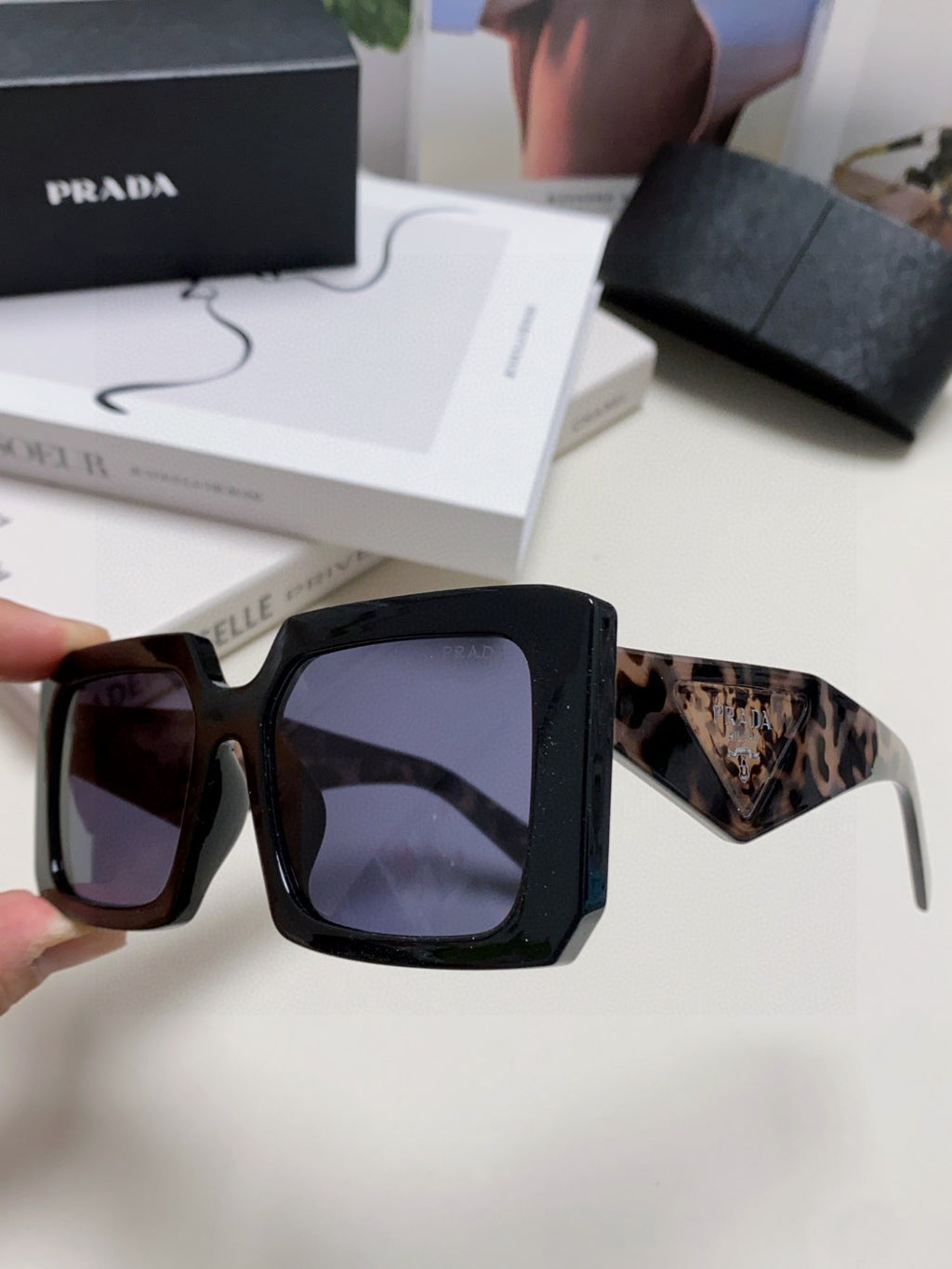 Prada Metal Oversized Blue Lens Sunglasses for Men - 998167 - detail image 5