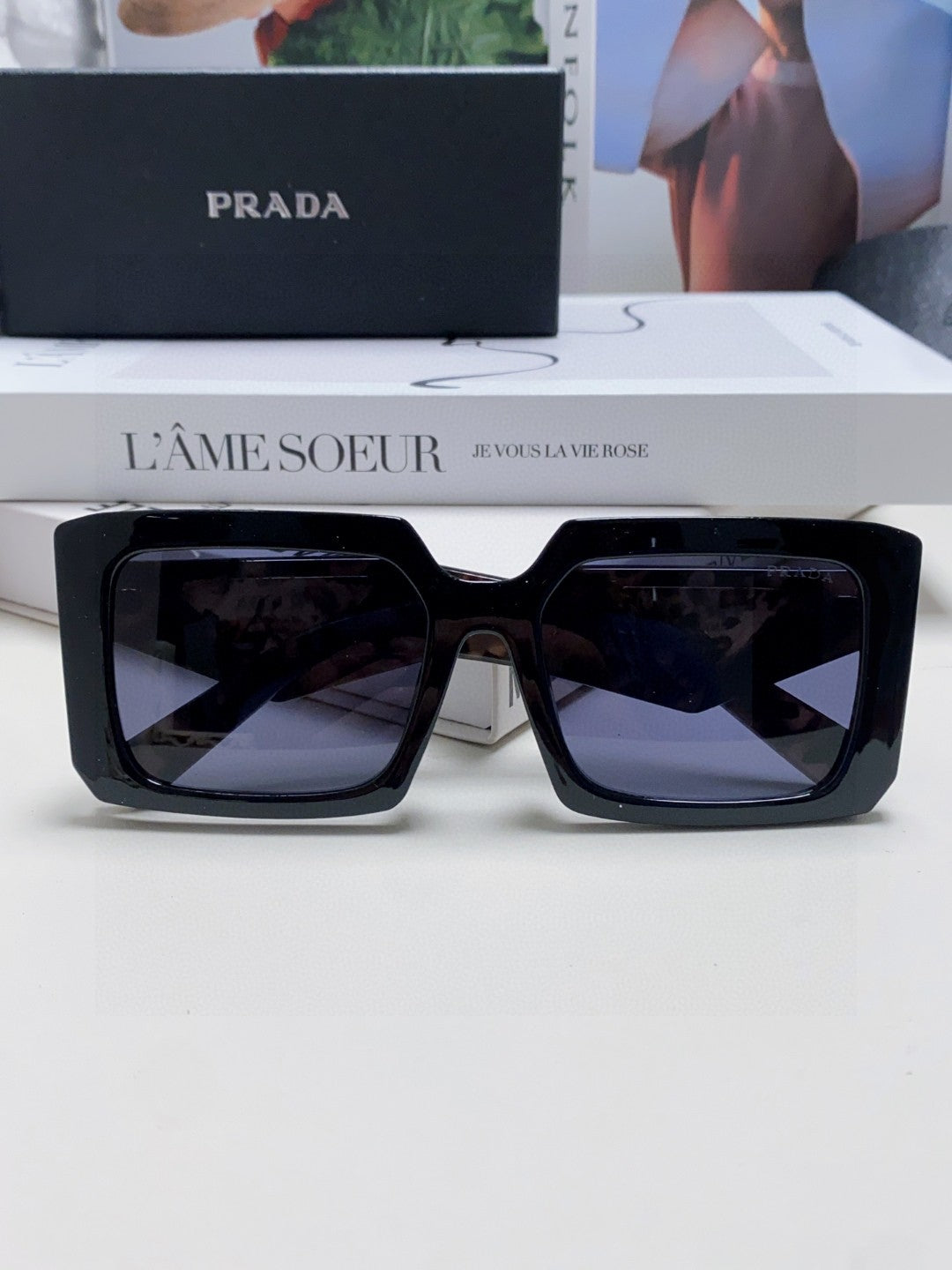 Prada Metal Oversized Blue Lens Sunglasses for Men - 998167 - detail image 6