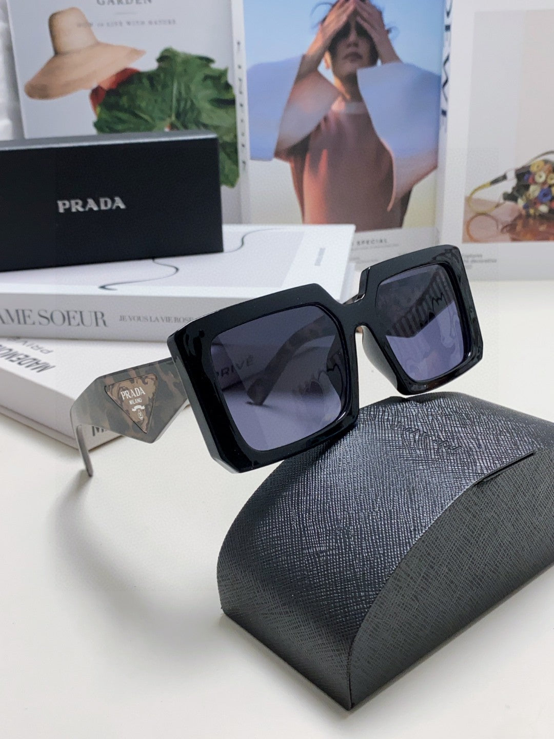 Prada Metal Oversized Blue Lens Sunglasses for Men - 998167 - detail image 7