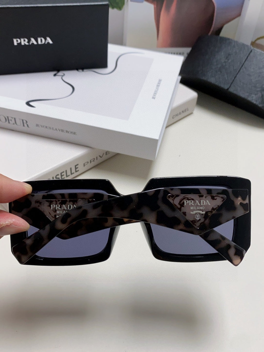 Prada Metal Oversized Blue Lens Sunglasses for Men - 998167 - detail image 4