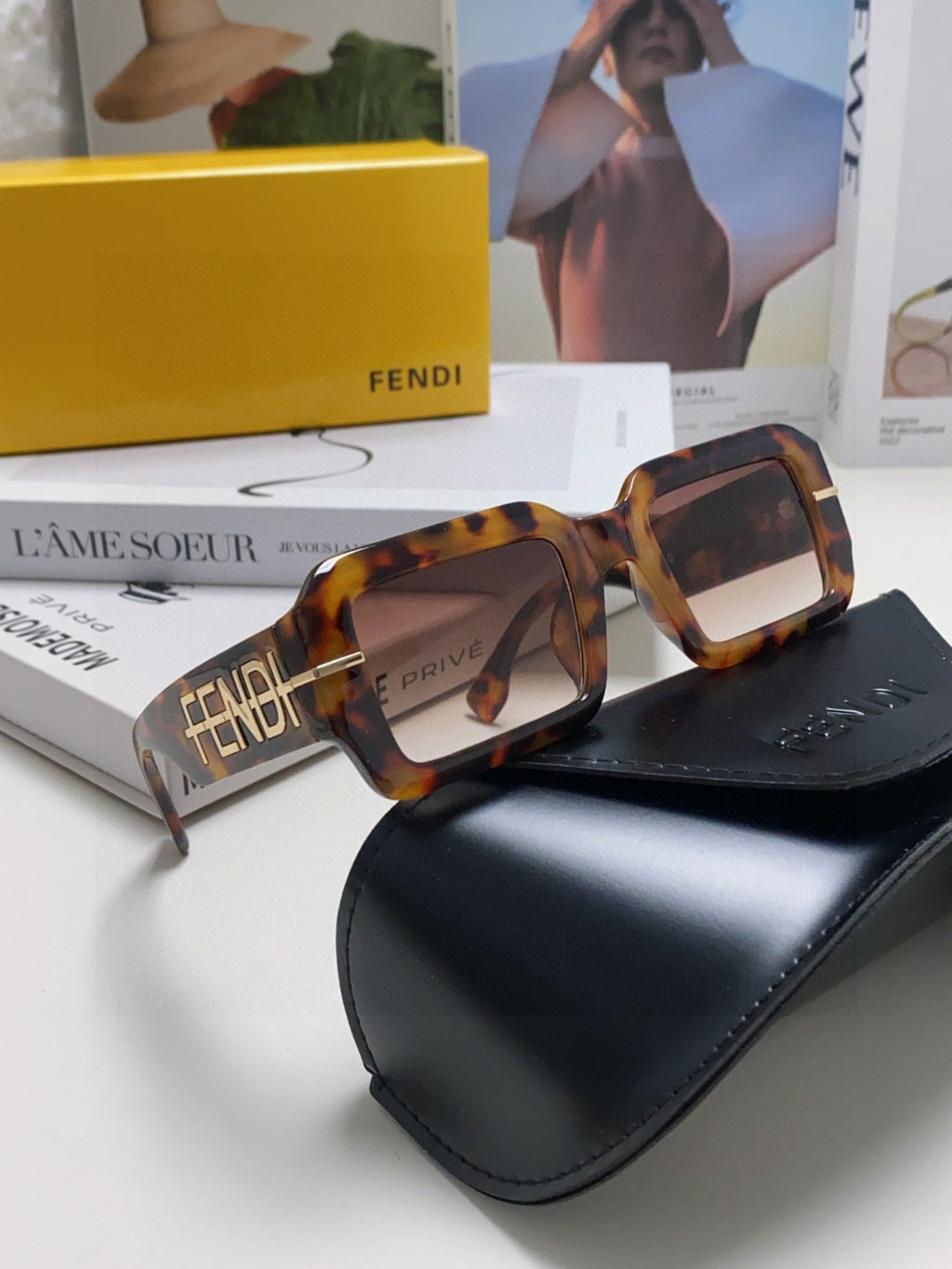 Fendi Square Gold Lens Sunglasses for Men & Women - detail image 7