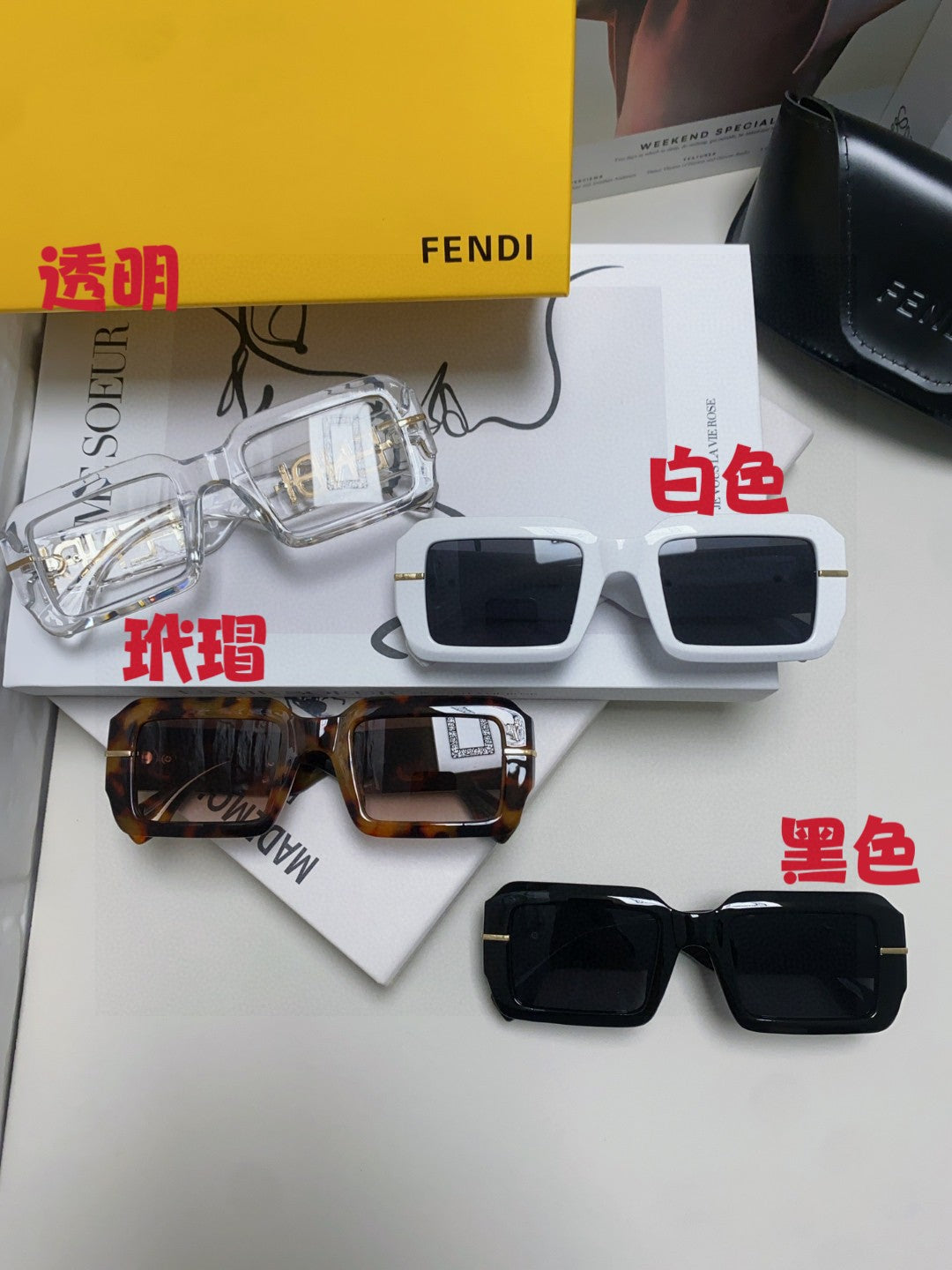 Fendi Square Gold Lens Sunglasses for Men & Women - detail image 9