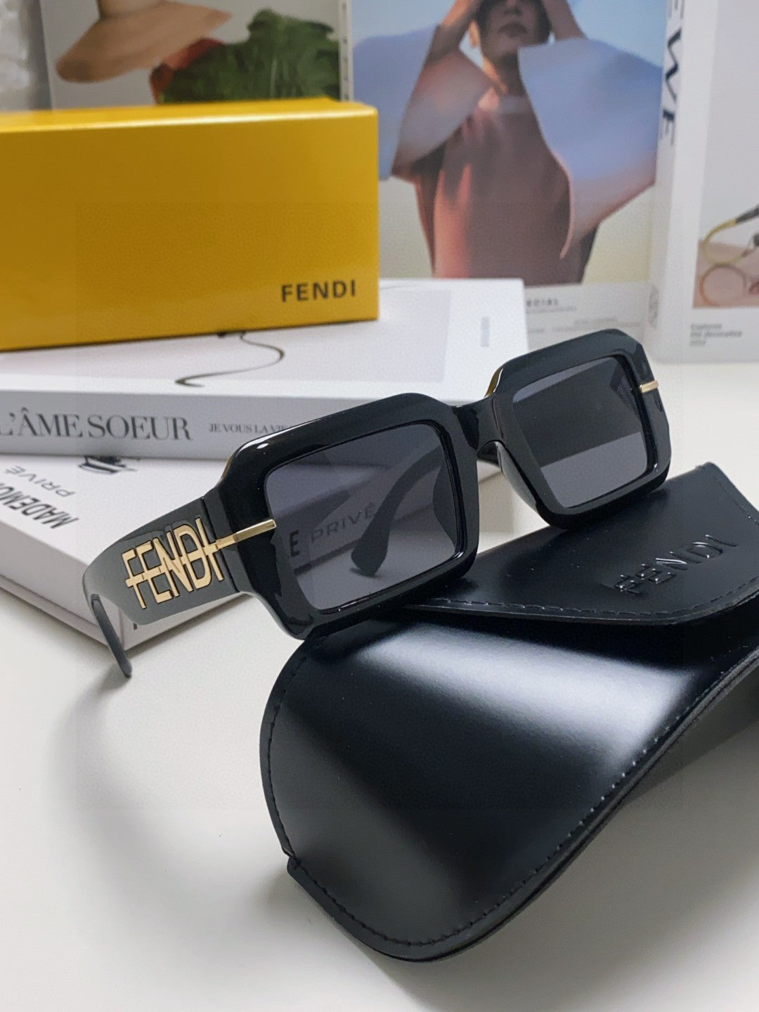 Fendi Square Orange Lens Sunglasses for Men & Women - detail image 7