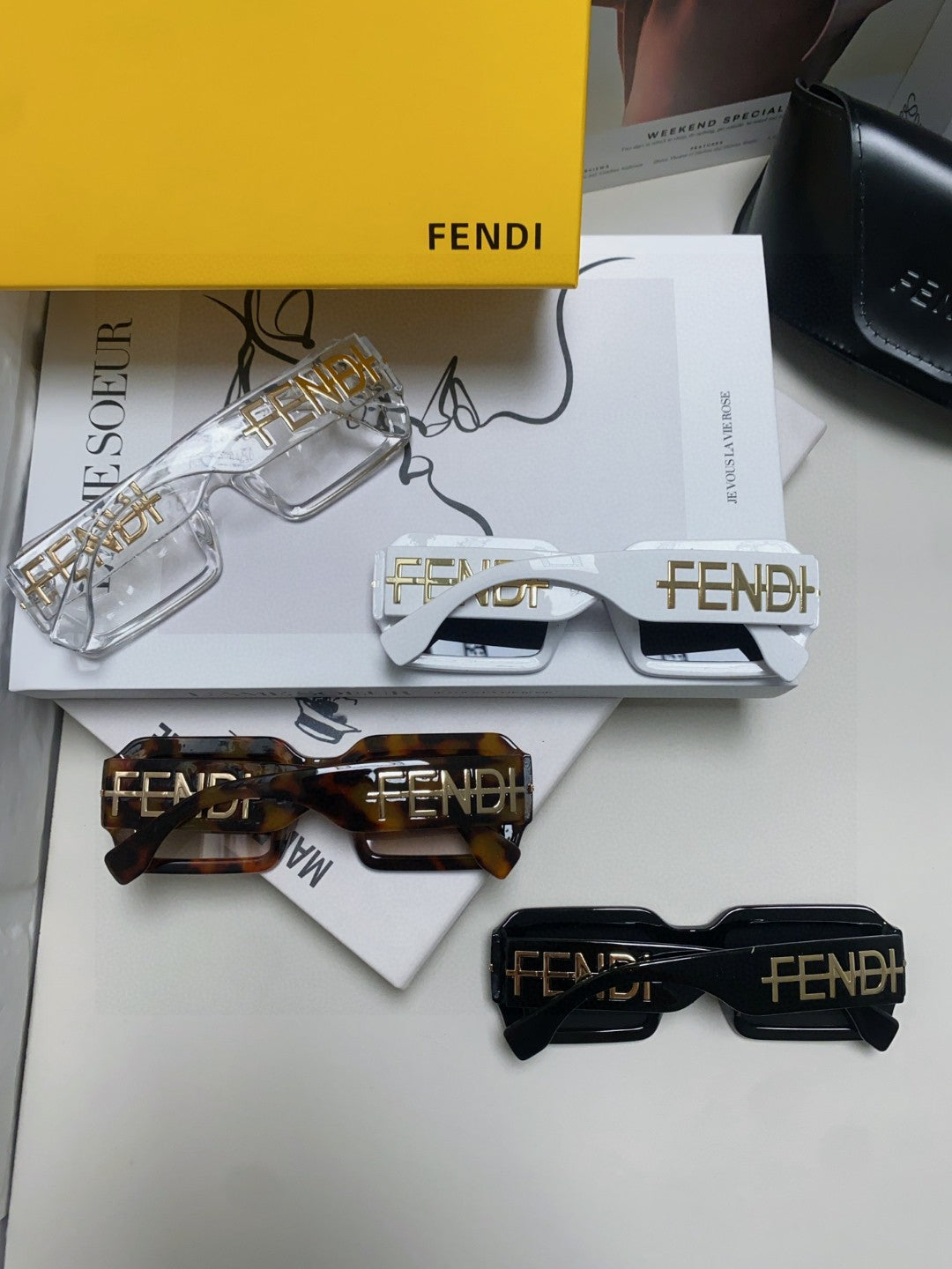 Fendi Square Orange Lens Sunglasses for Men & Women - detail image 8