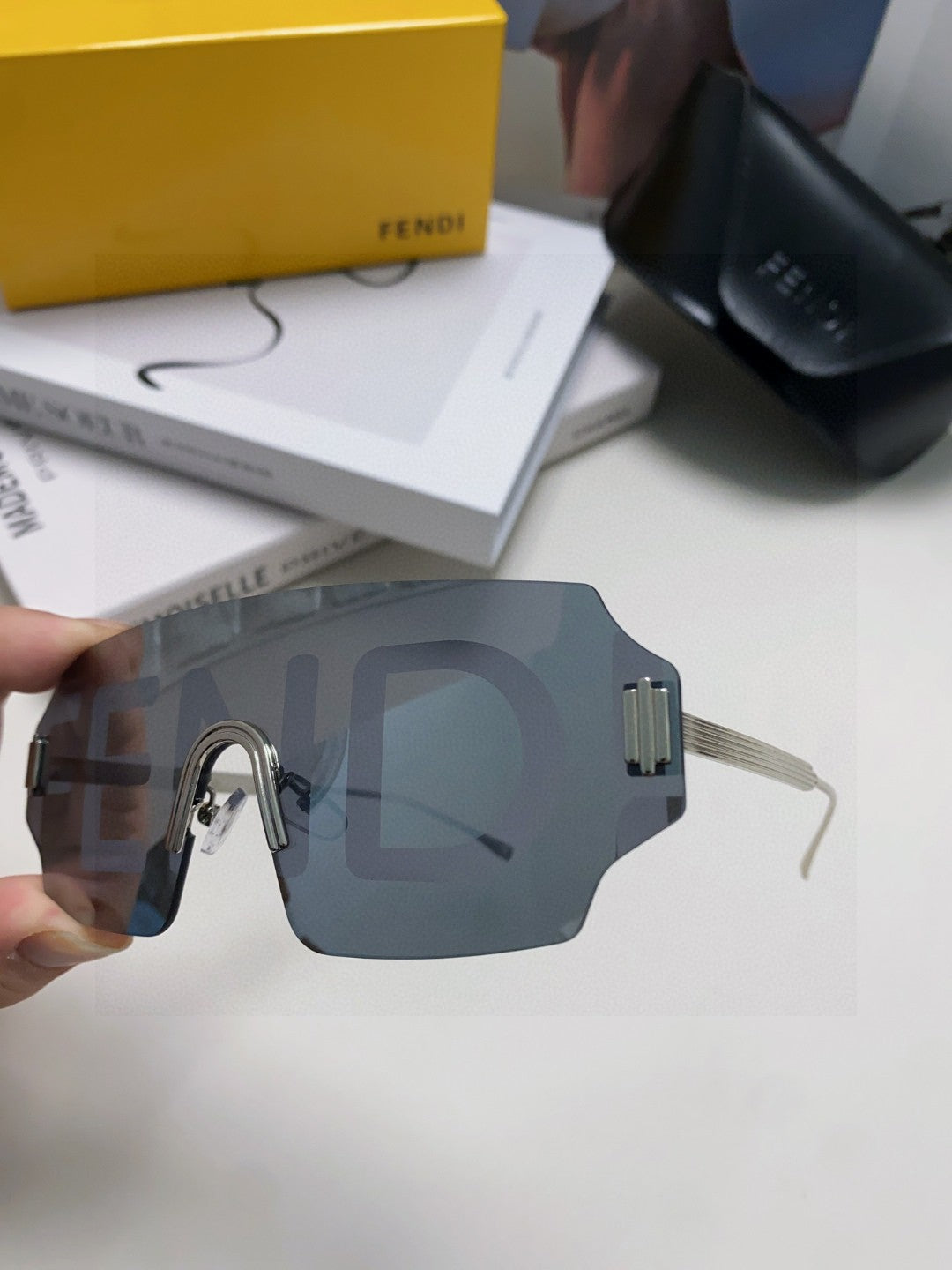 Fendi Lightweight Rimless Gray Lens Sunglasses for Men & Women - 399280 - detail image 4