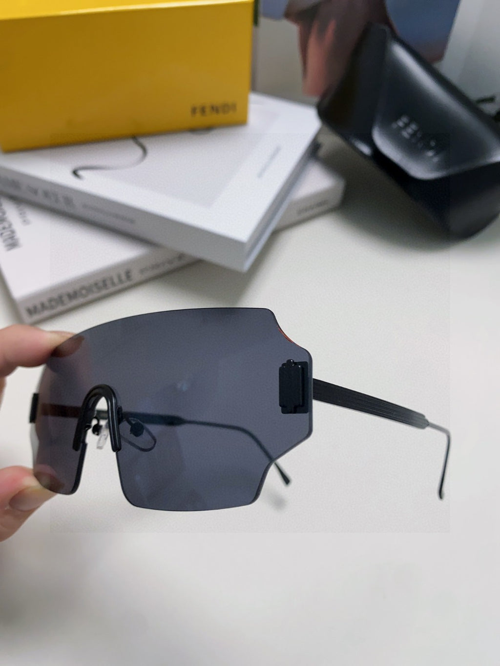 Fendi Lightweight Rimless Blue Lens Sunglasses for Men & Women - 432752 - detail image 4