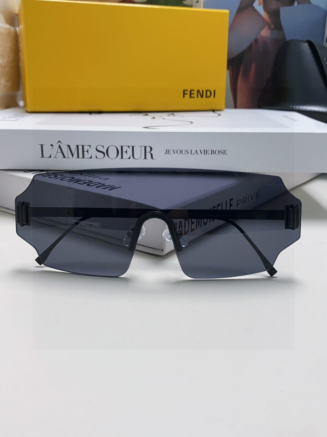 Fendi Lightweight Rimless Blue Lens Sunglasses for Men & Women - 399283 - detail image 5