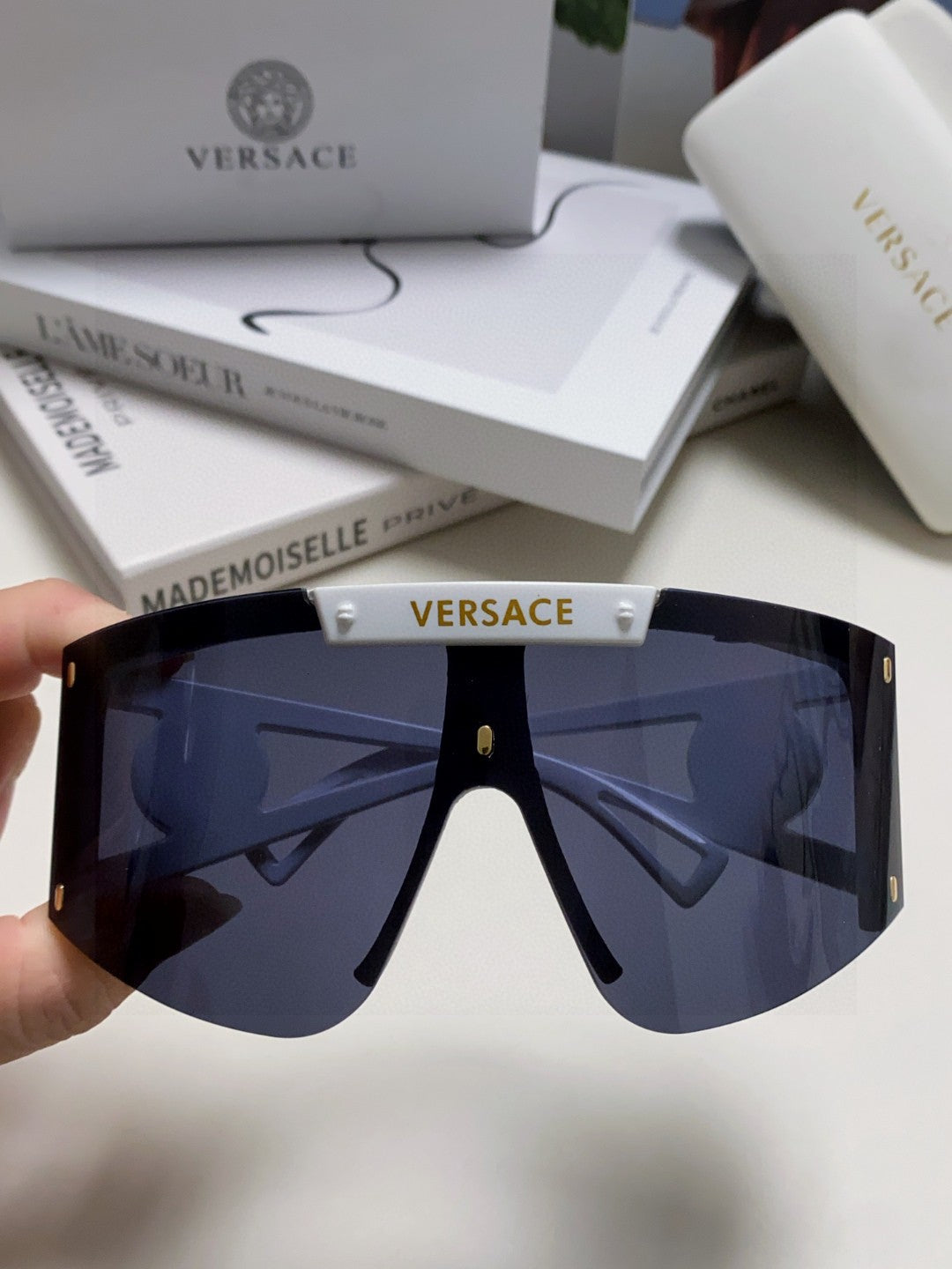 Versace Oversized Black Lens Sunglasses for Men & Women - 432813 - detail image 3