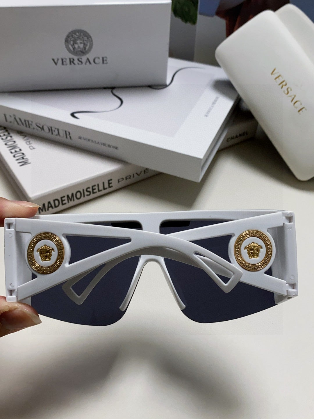 Versace Oversized Black Lens Sunglasses for Men & Women - 432813 - detail image 4