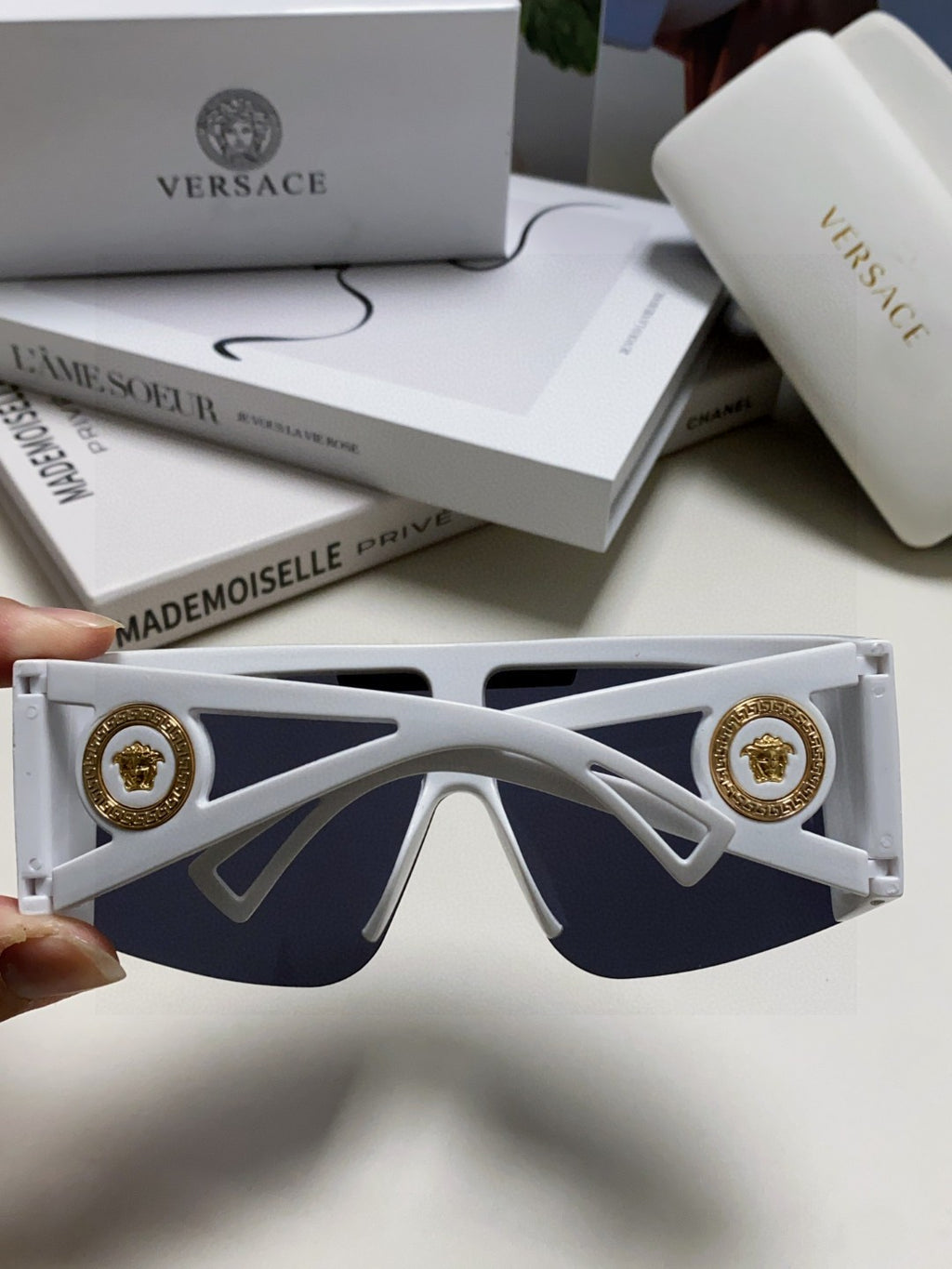 Versace Oversized Black Lens Sunglasses for Men & Women - 372501 - detail image 4
