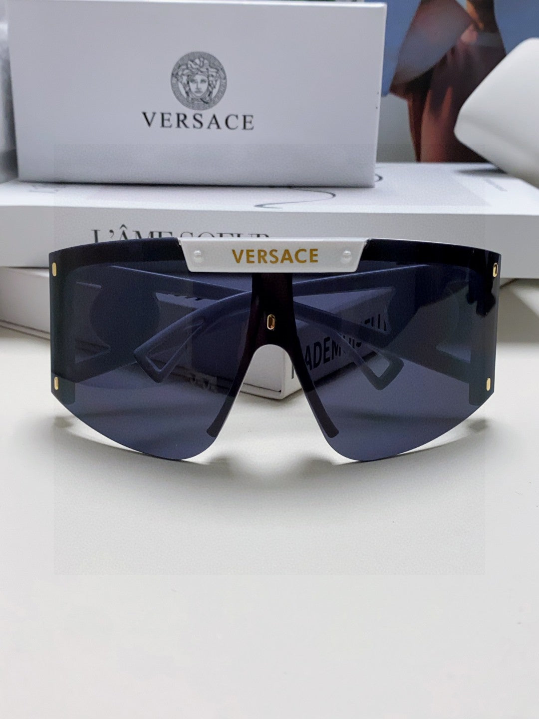 Versace Oversized Black Lens Sunglasses for Men & Women - 372501 - detail image 6