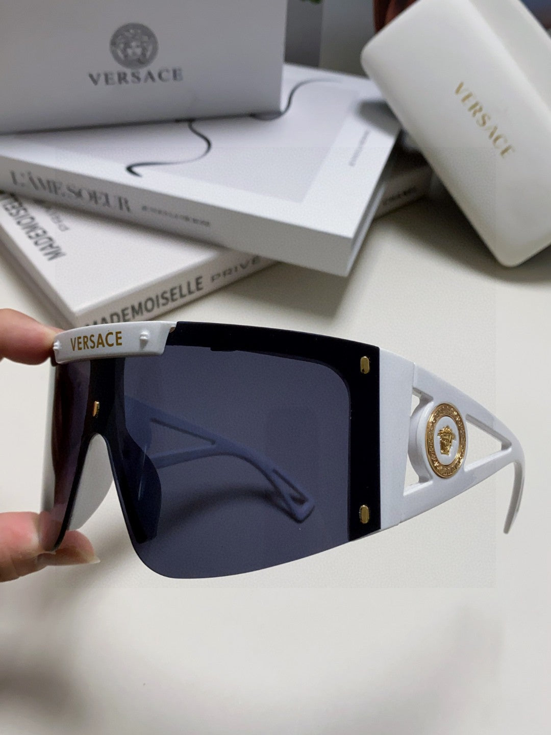 Versace Oversized Black Lens Sunglasses for Men & Women - 432813 - detail image 5