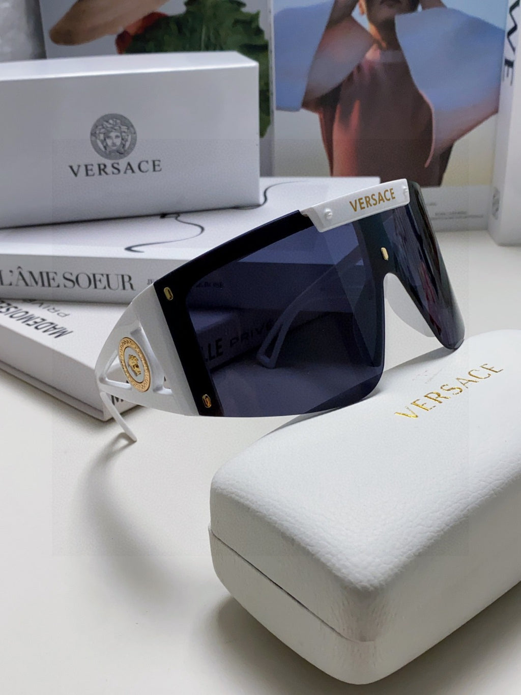 Versace Oversized Black Lens Sunglasses for Men & Women - 935357 - detail image 7