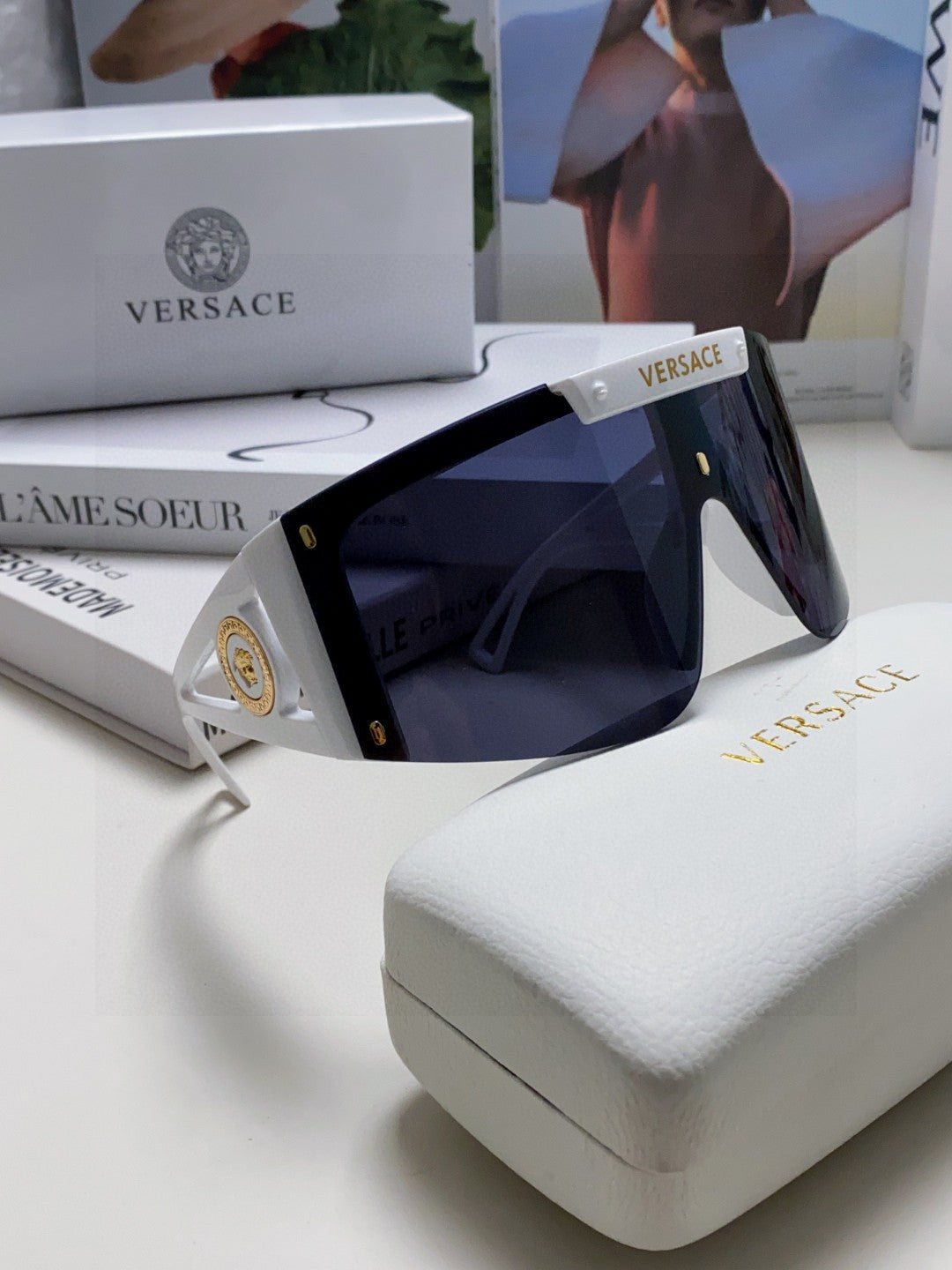 Versace Oversized Black Lens Sunglasses for Men & Women - 935357 - detail image 7
