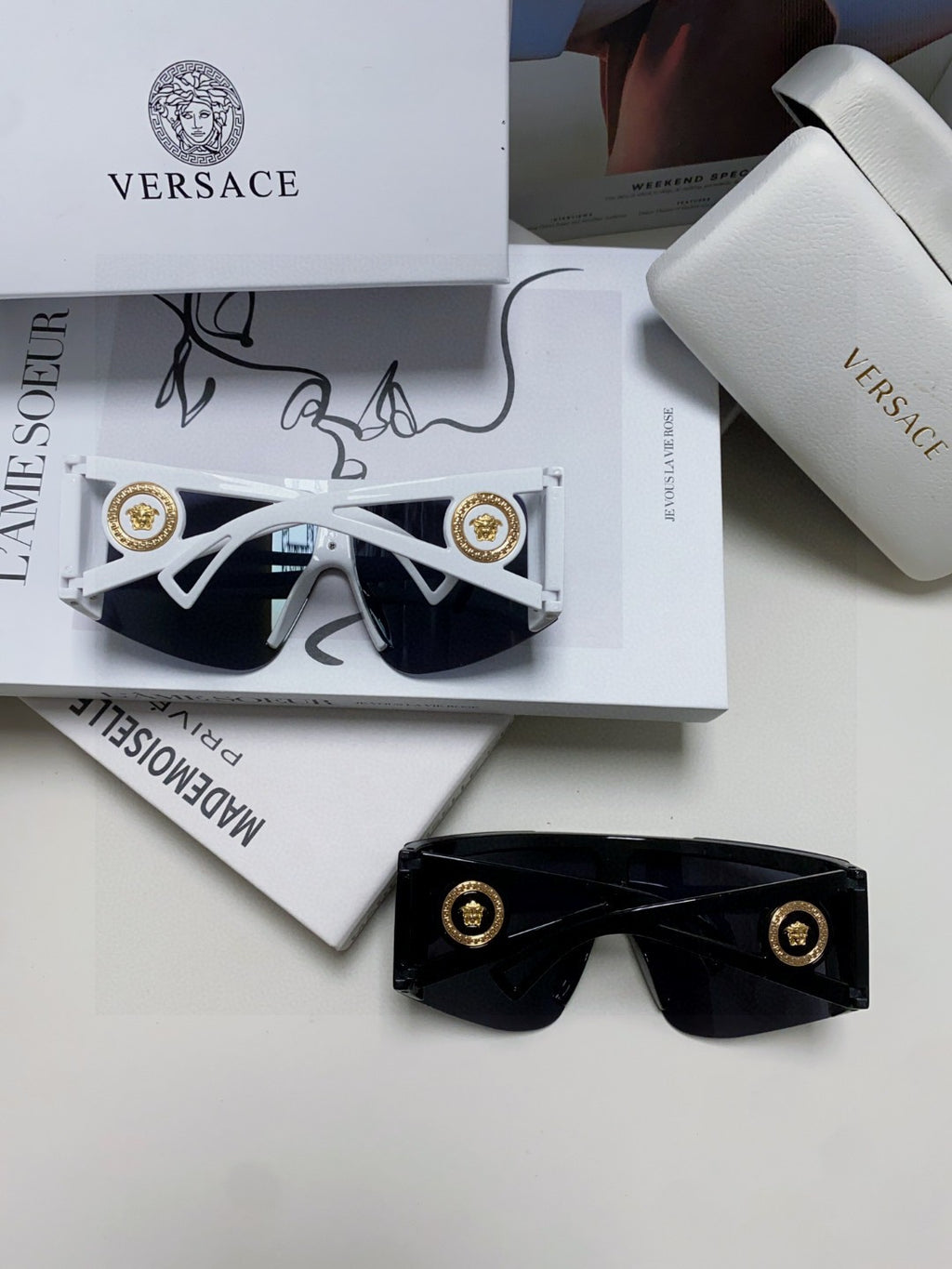 Versace Oversized Black Lens Sunglasses for Men & Women - 935357 - detail image 8