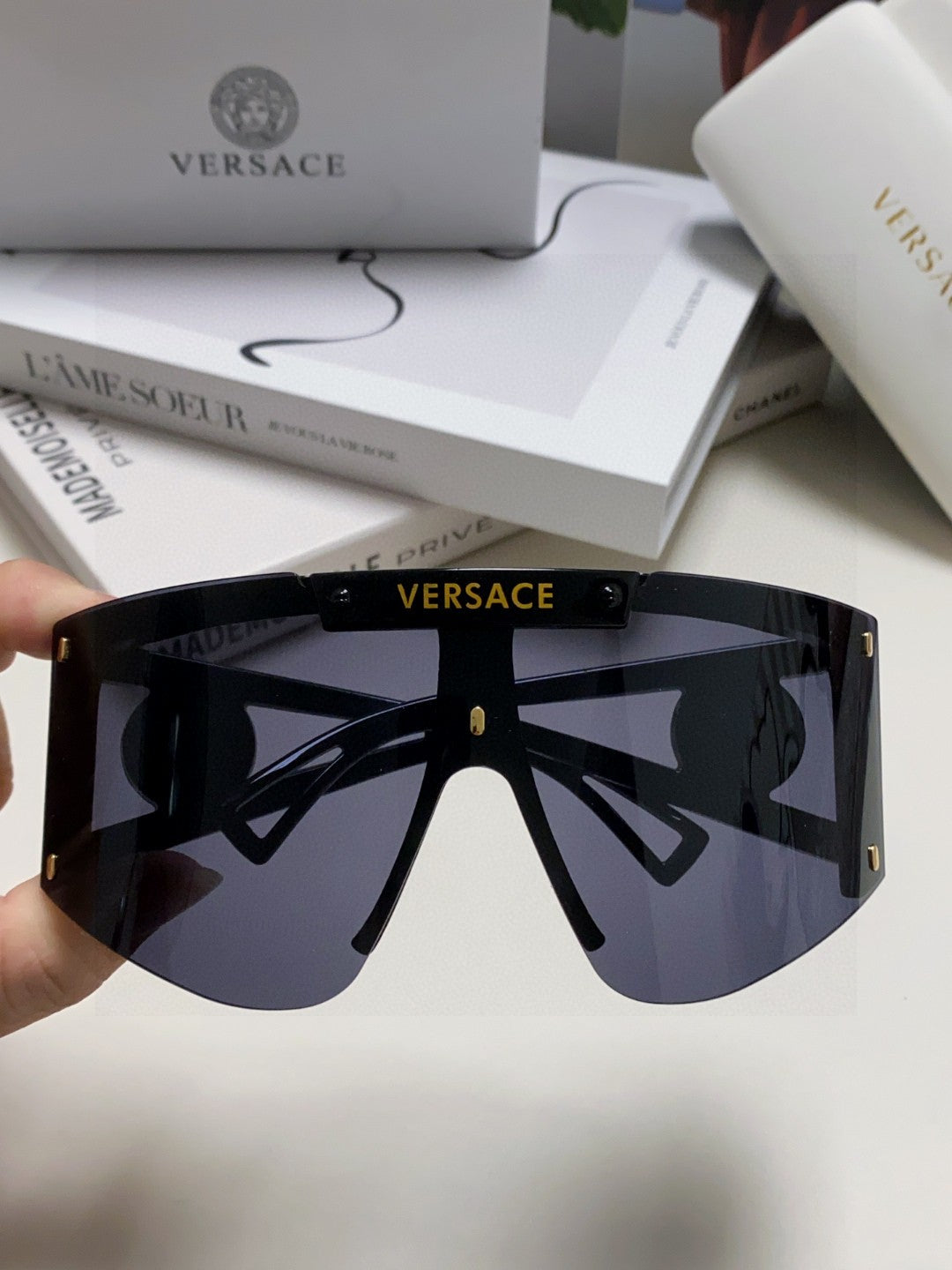 Versace Oversized Black Lens Sunglasses for Men & Women - 432814 - detail image 3