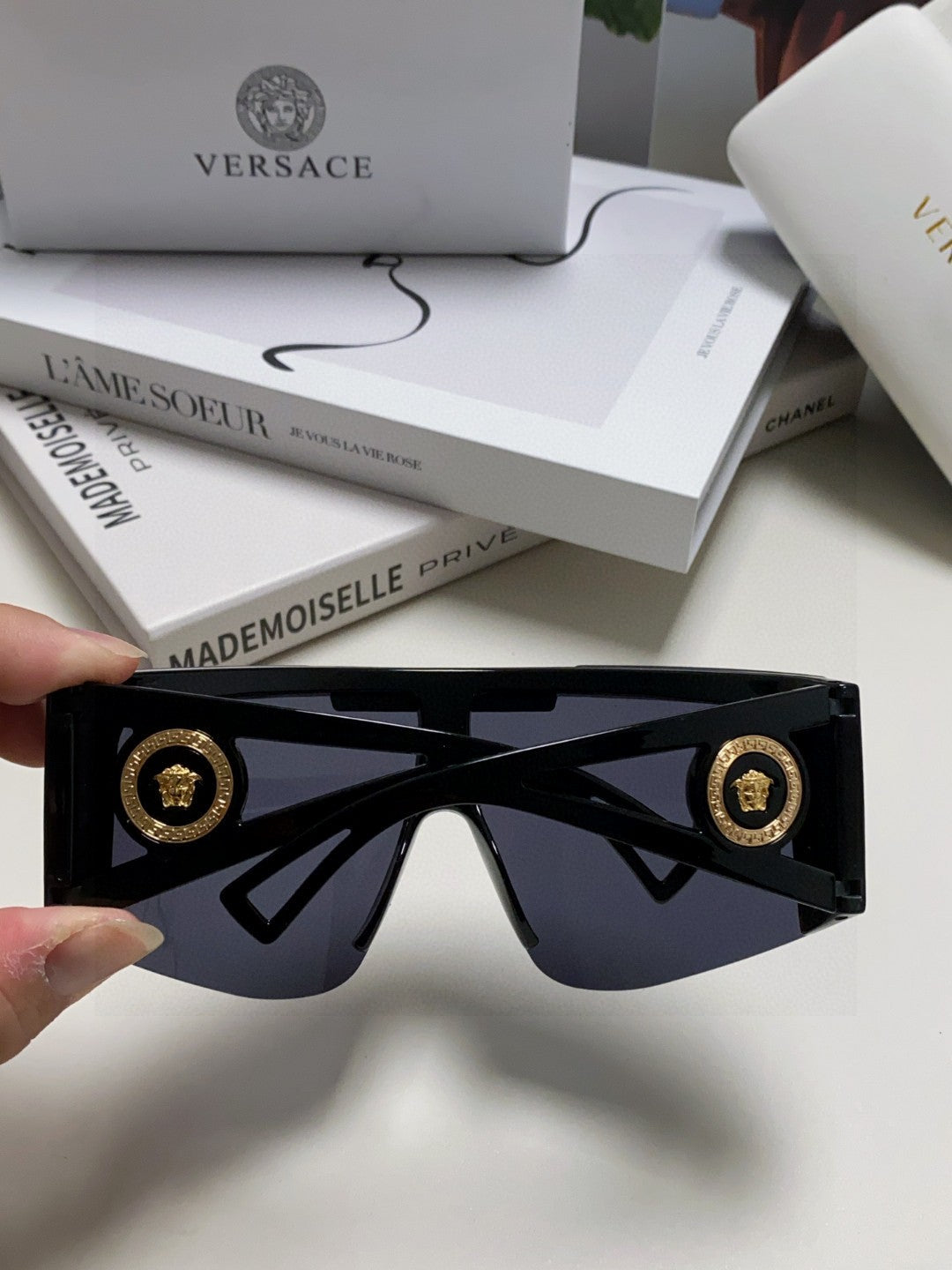 Versace Oversized Black Lens Sunglasses for Men & Women - 432814 - detail image 4