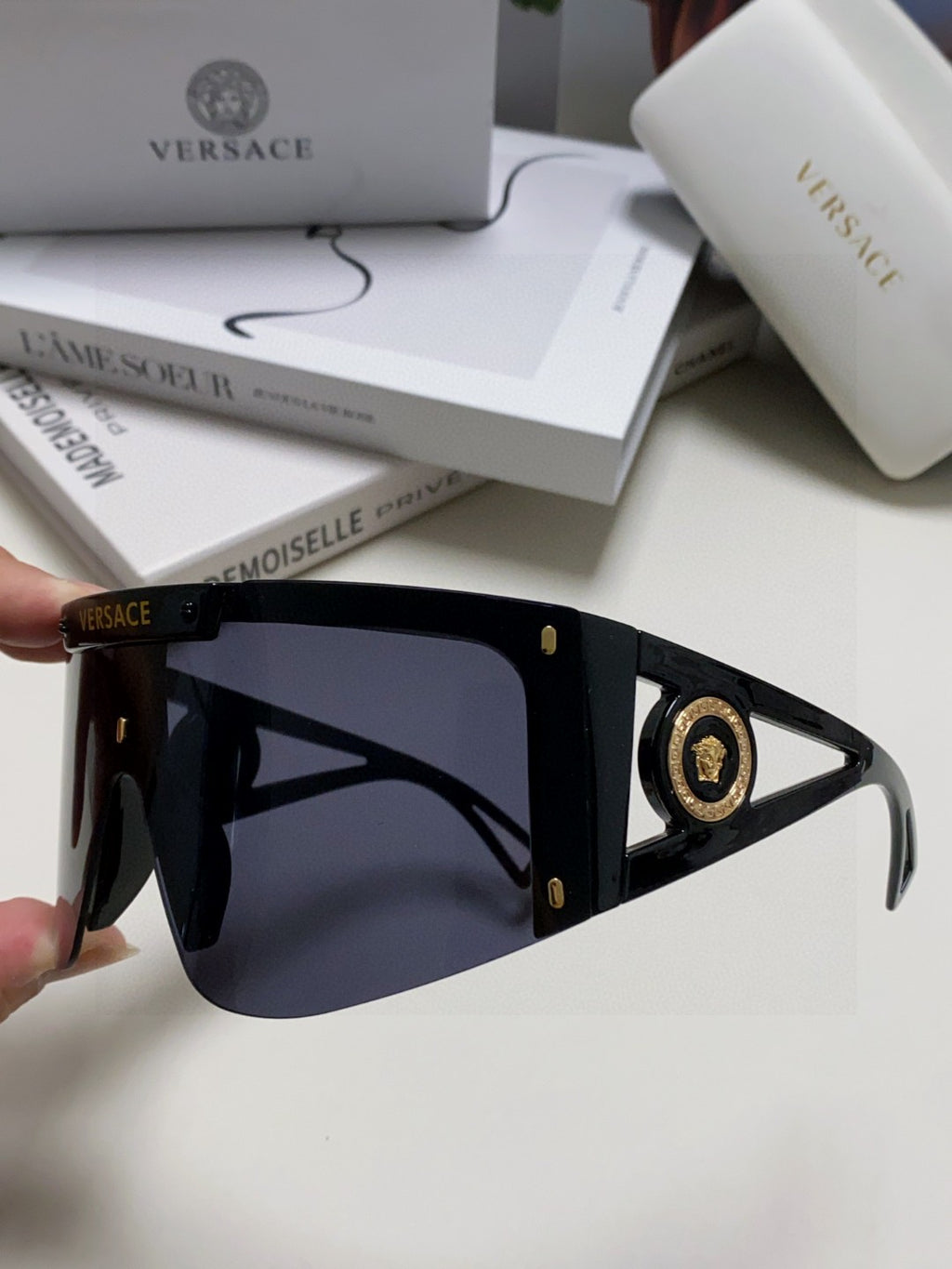 Versace Oversized Black Lens Sunglasses for Men & Women - 432814 - detail image 5