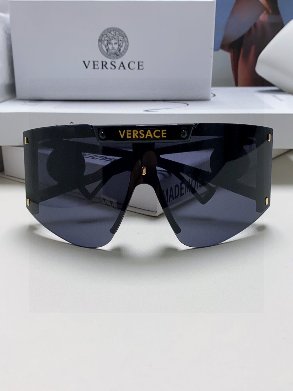 Versace Oversized Black Lens Sunglasses for Men & Women - 432814 - detail image 6