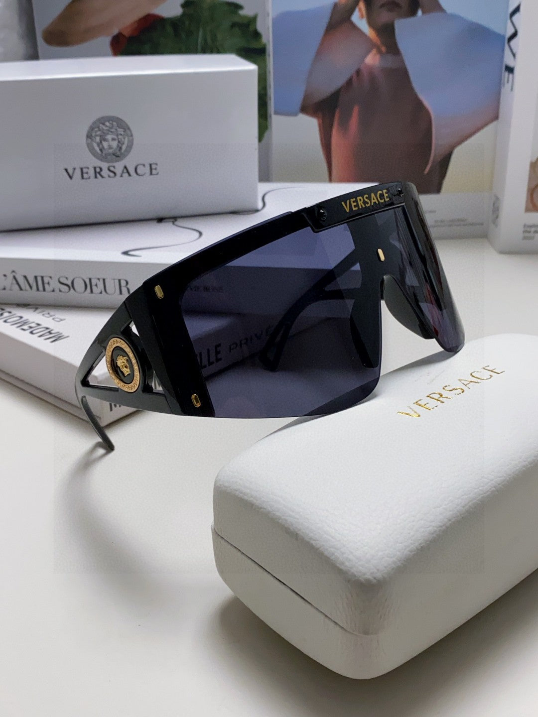 Versace Oversized Black Lens Sunglasses for Men & Women - 432814 - detail image 7