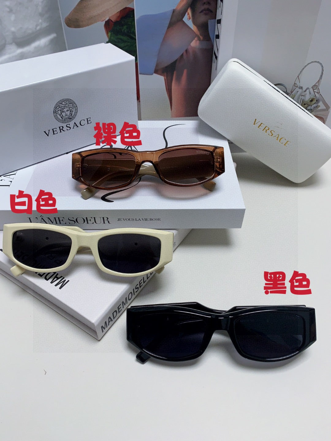 Versace Square Blue Lens Sunglasses for Women - detail image 2